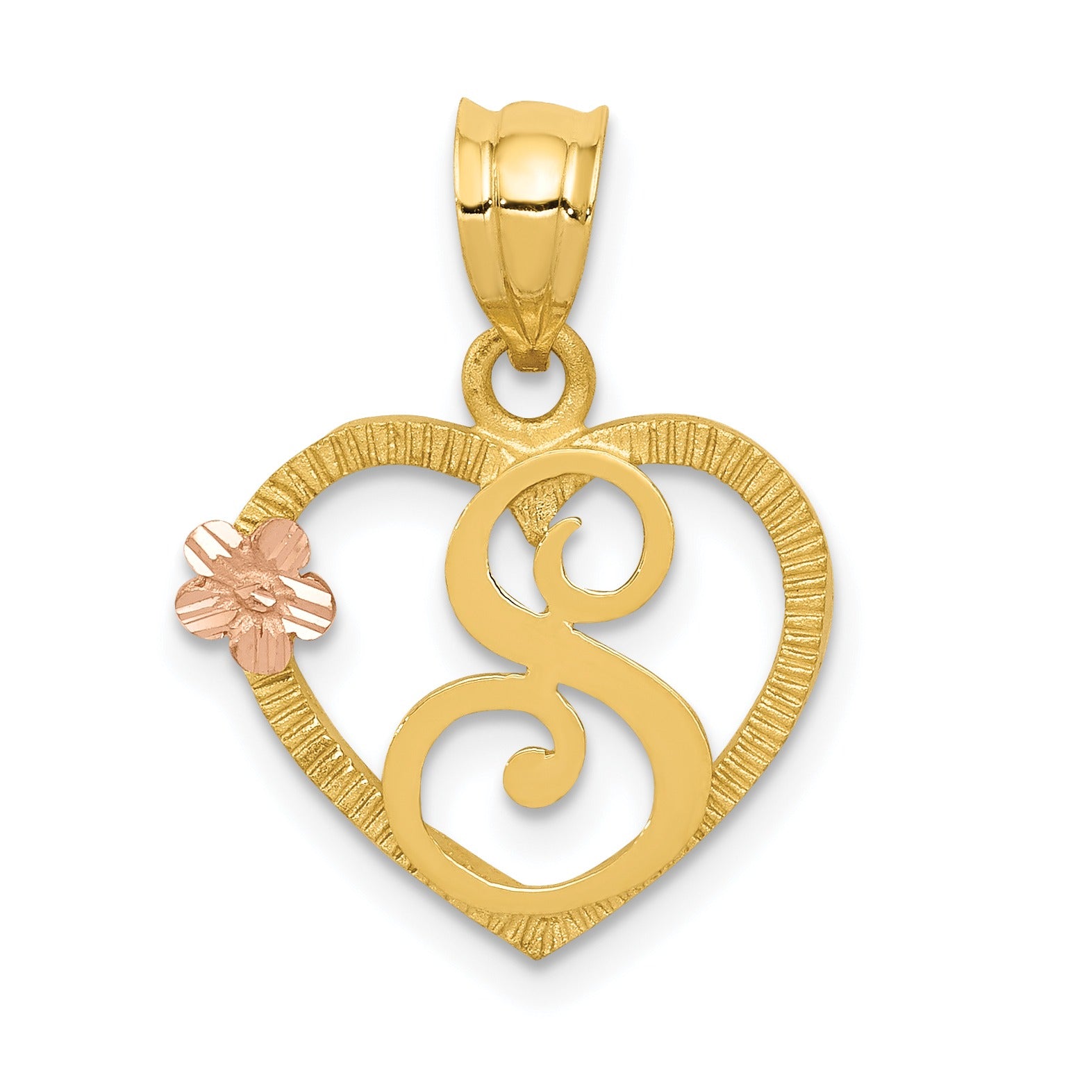 14k Gold Heart Initial Pendants Fine Color Jewels