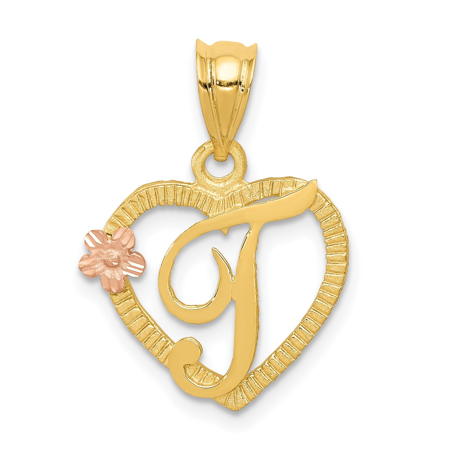 14k Gold Heart Initial Pendants Fine Color Jewels