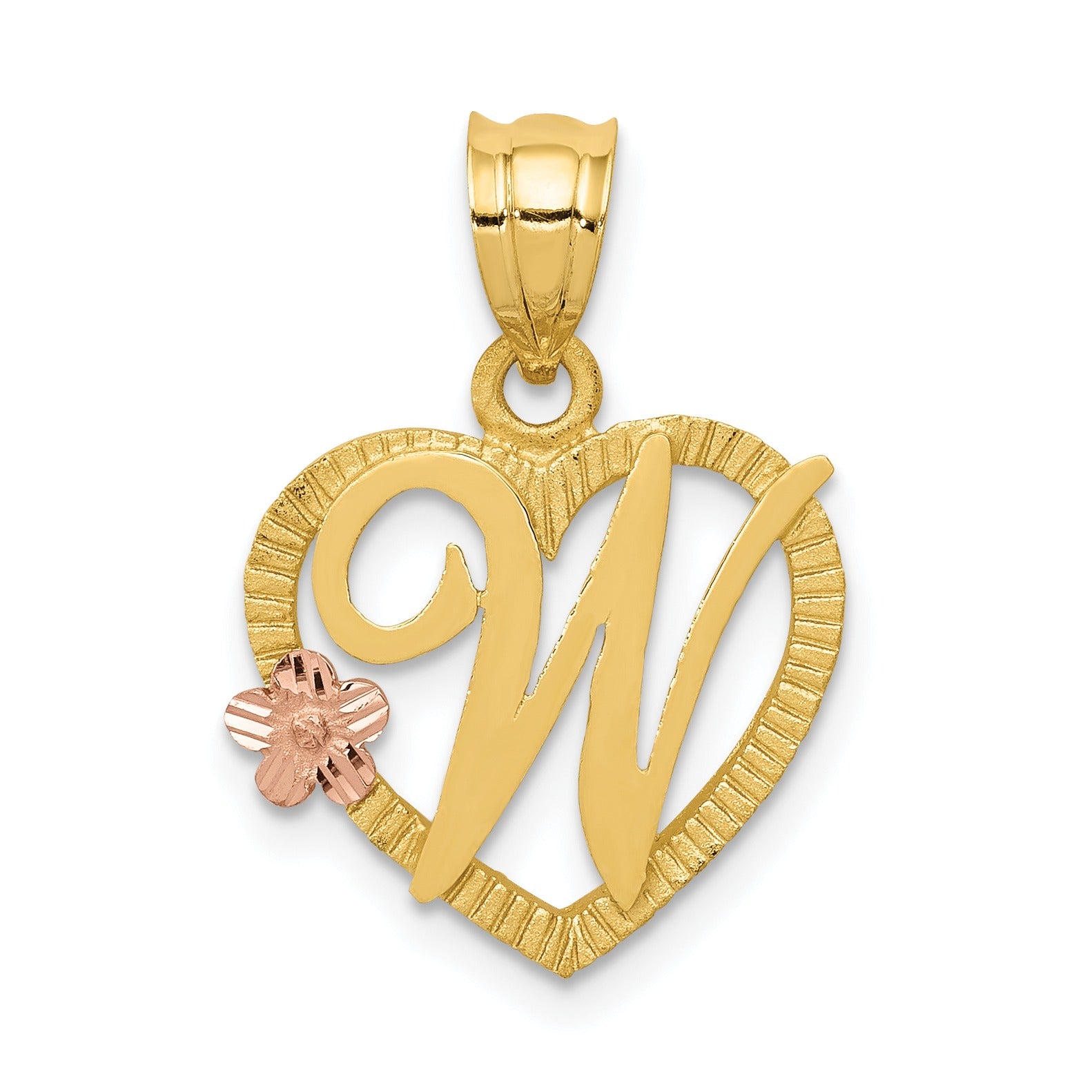 14k Gold Heart Initial Pendants Fine Color Jewels