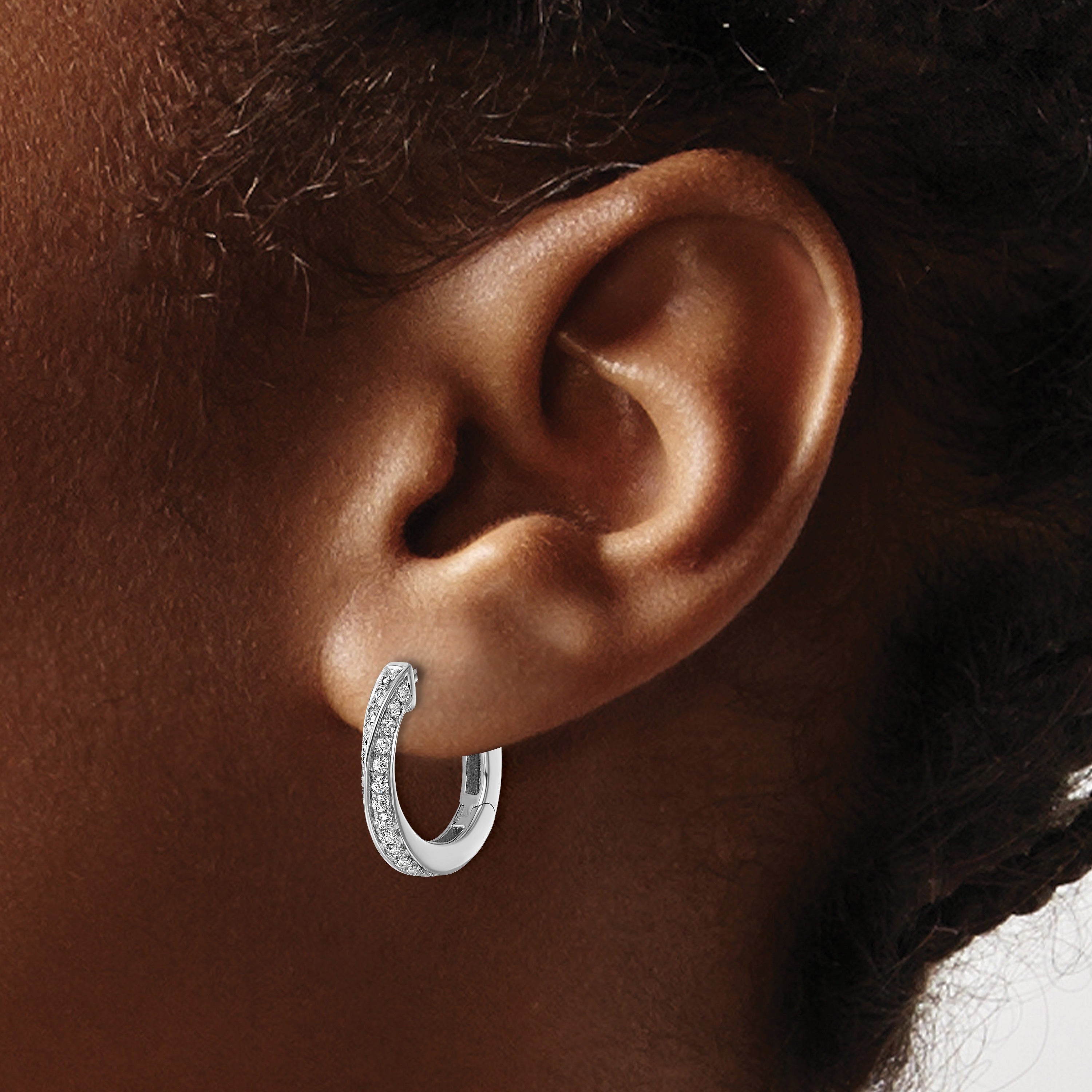 14k Gold Lab Diamond Twisted Hinged Hoop Earrings