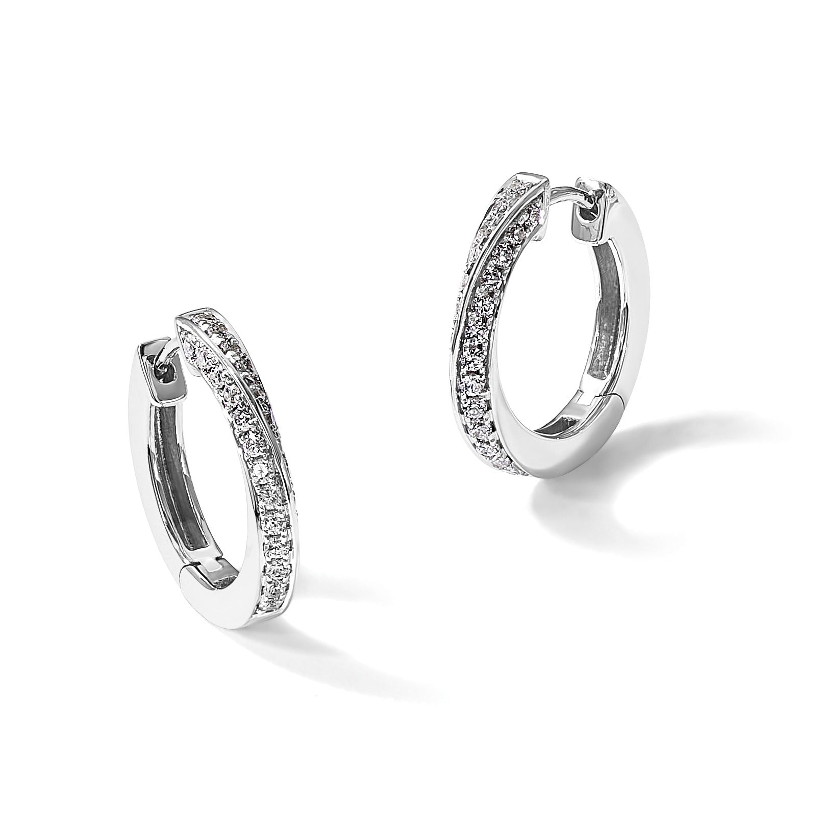 14k Gold Lab Diamond Twisted Hinged Hoop Earrings