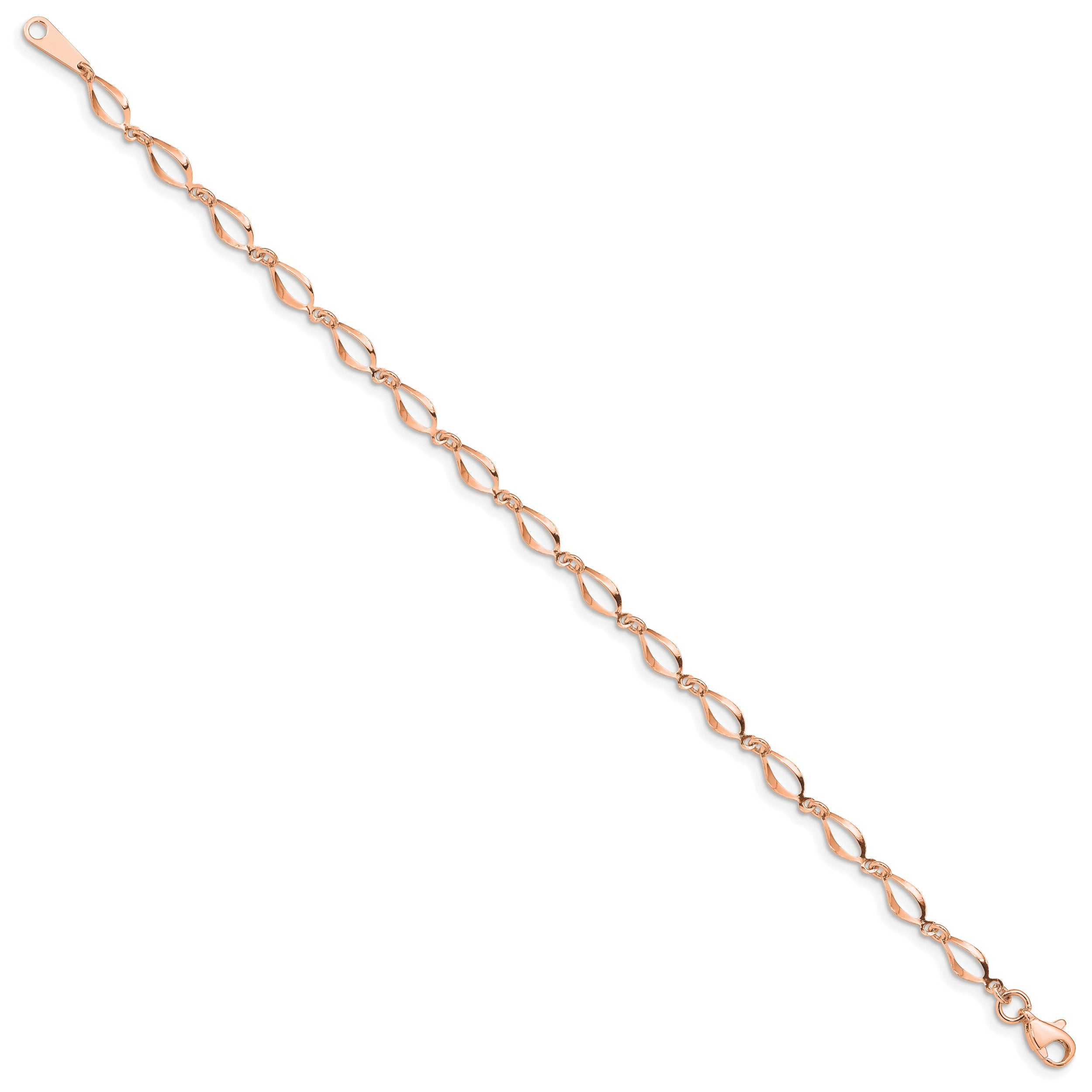 14k Rose Gold Fancy Twisted Infinity Link Bracelet