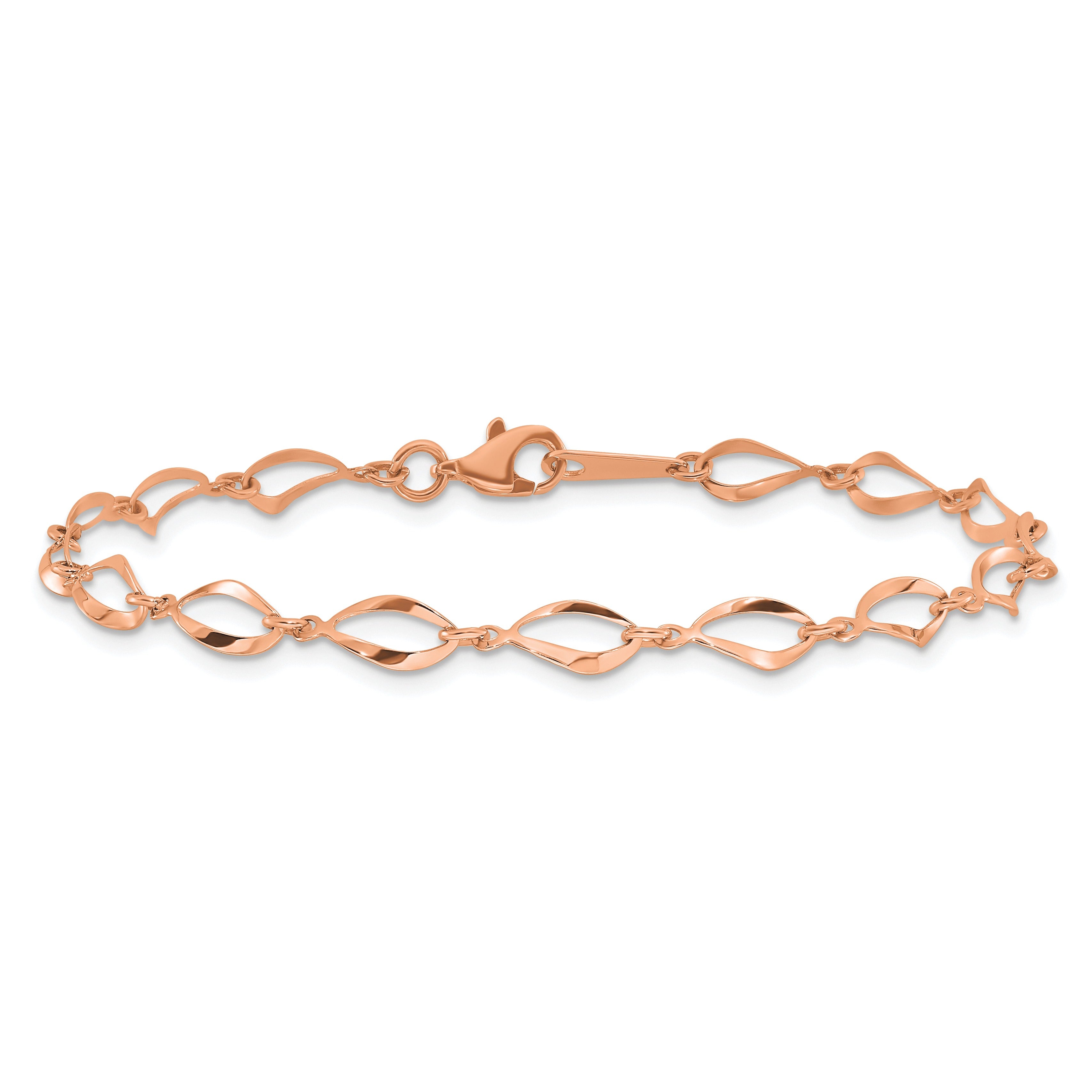 14k Rose Gold Fancy Twisted Infinity Link Bracelet