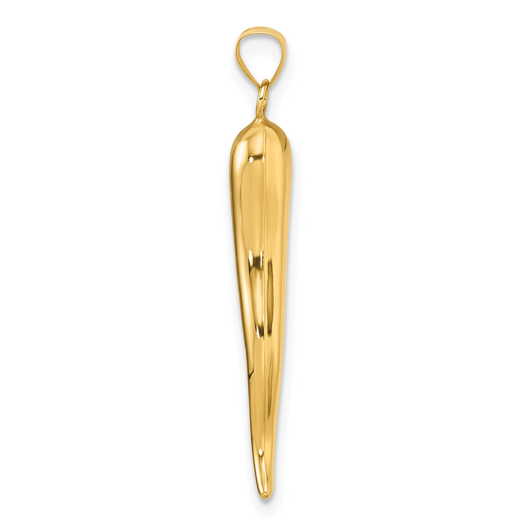 14k Yellow Gold Hollow 3-D Italian Horn Pendant