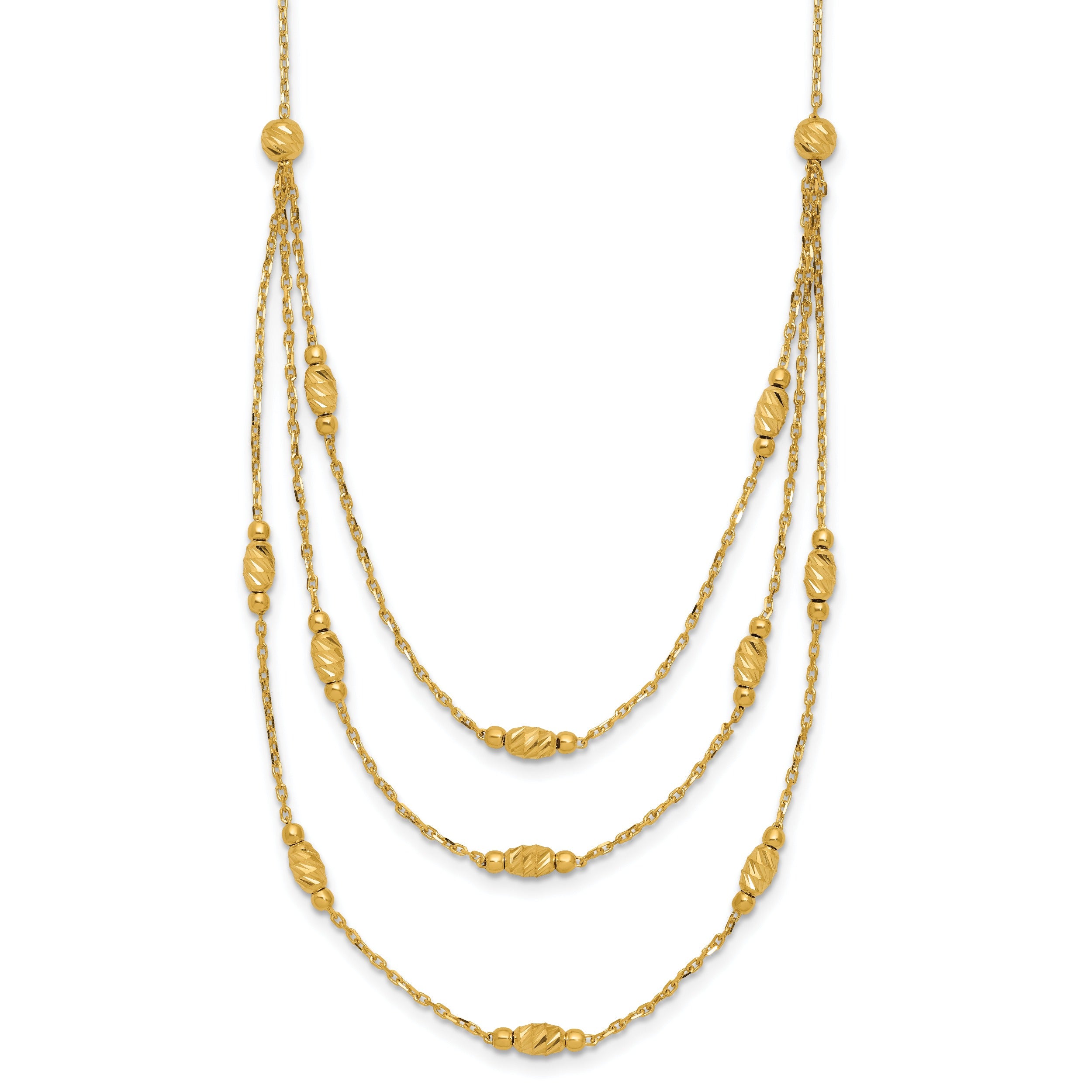 Diamond-Cut Beaded 14K Gold Polished Layered Necklace