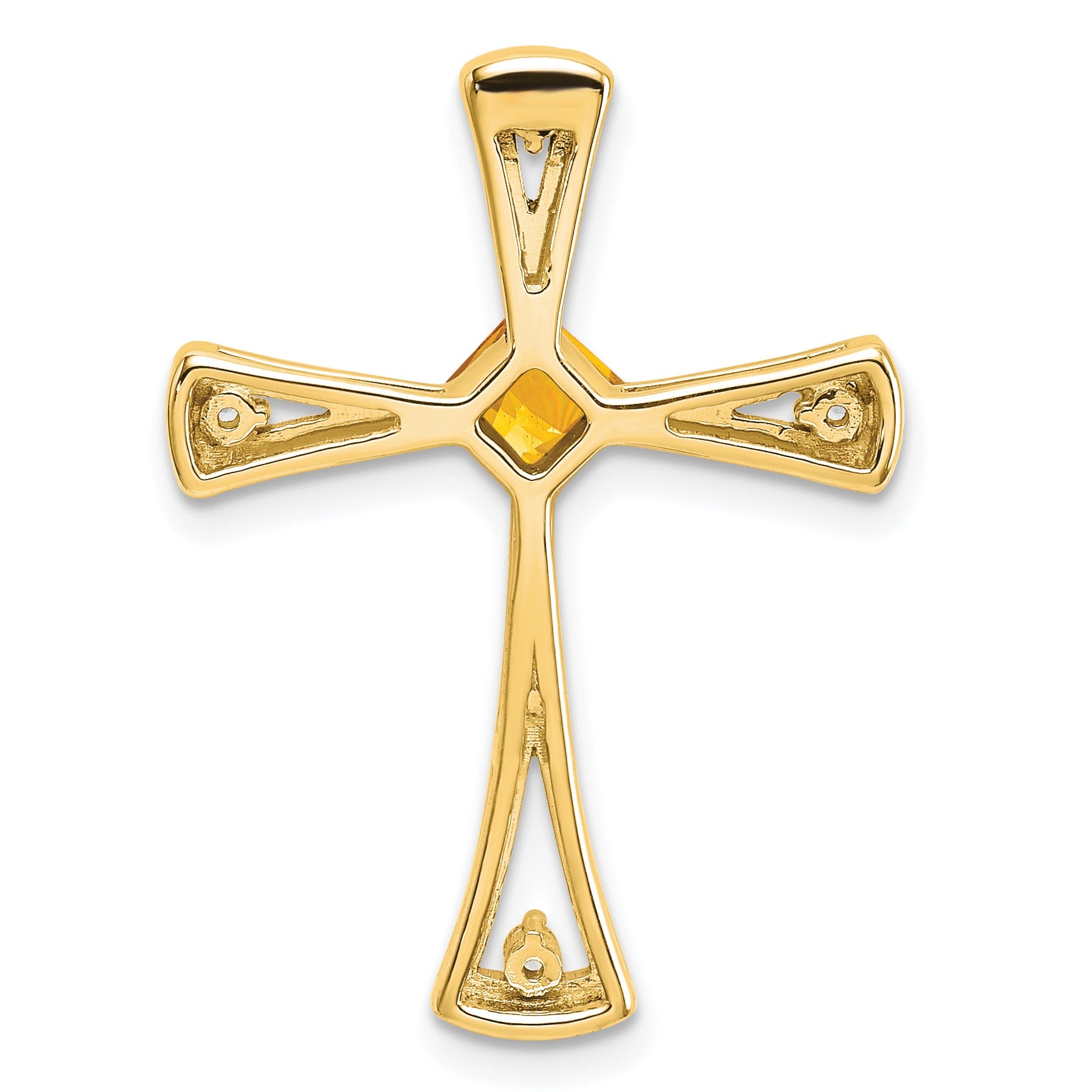 Natural Citrine Diamond Cross Chain Slide Pendant