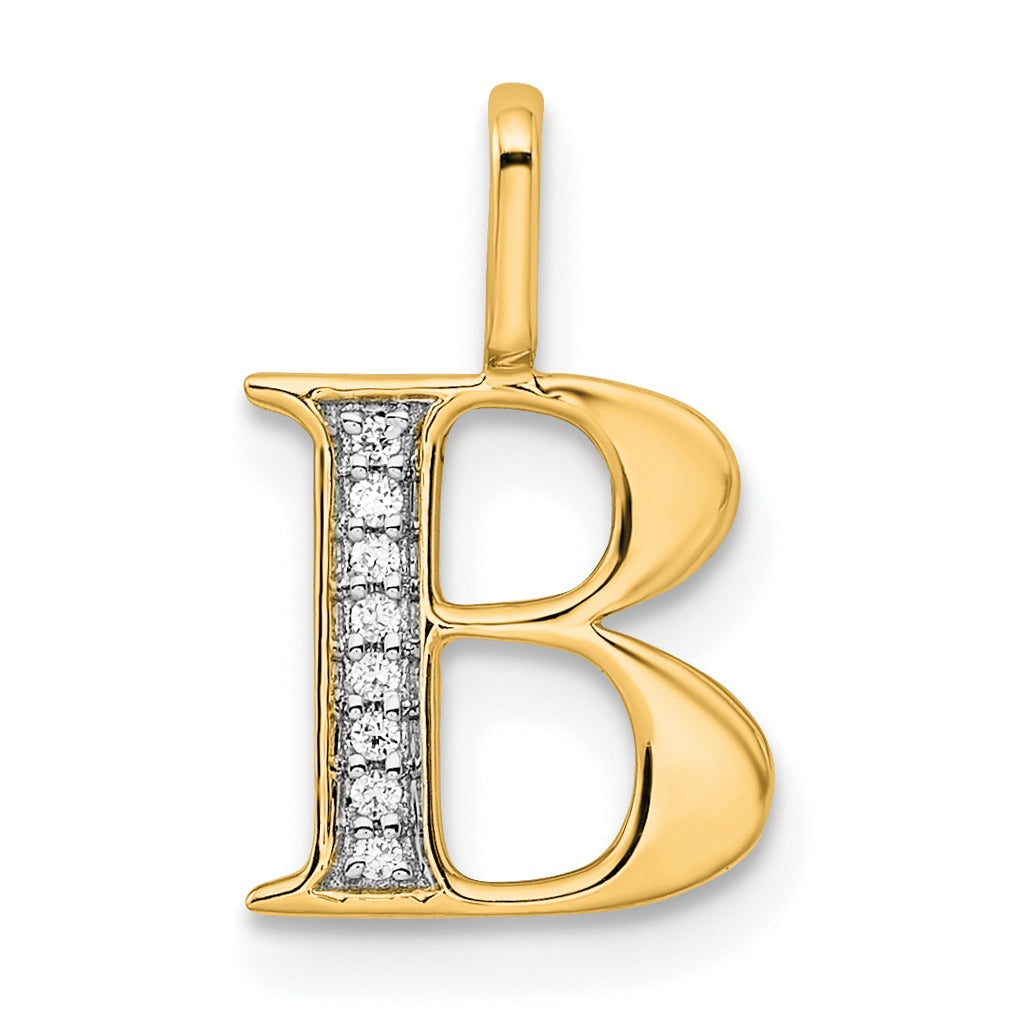 Natural Diamond Initial Letter 14k Gold Pendant Fine Color Jewels