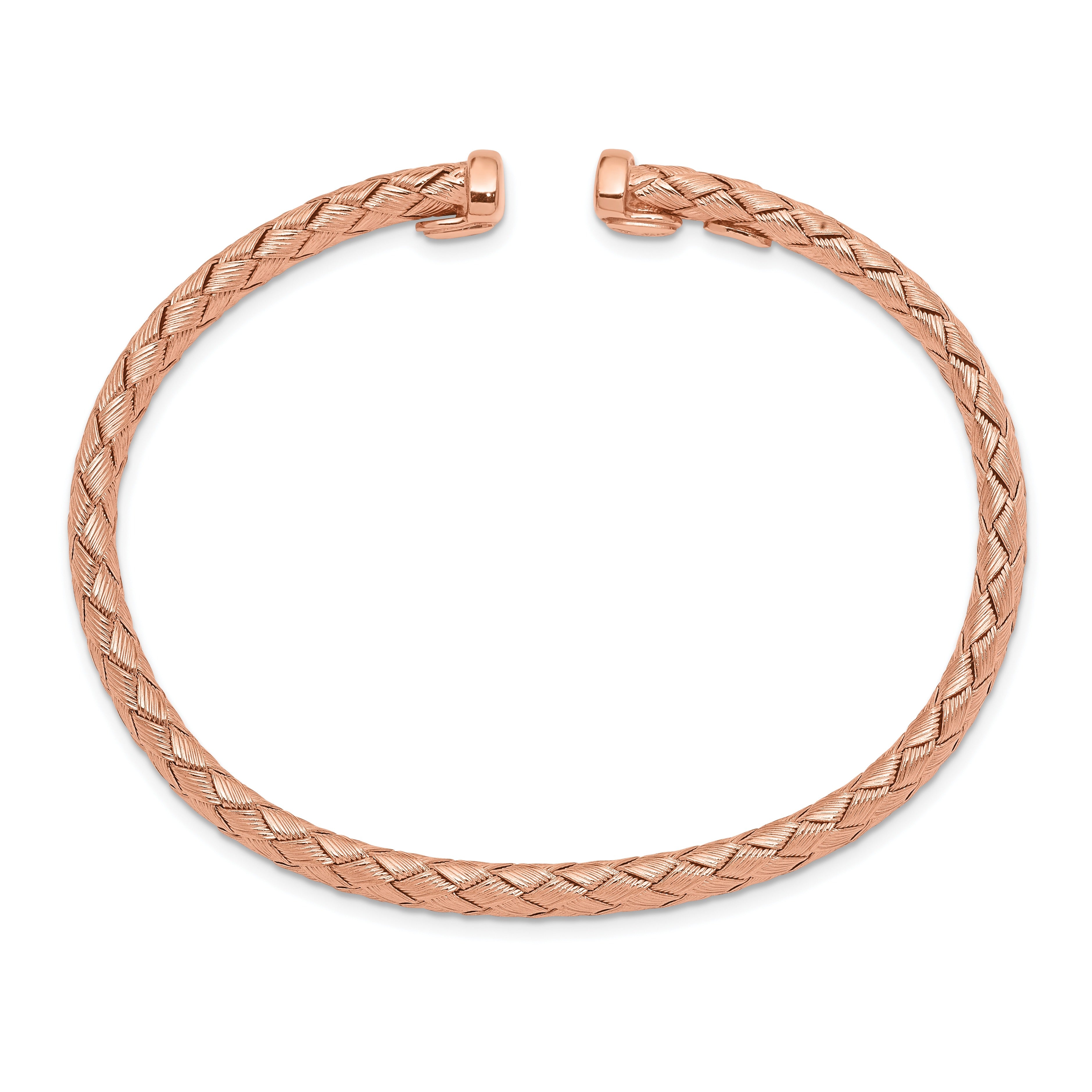 Silver Rose-tone Textured Slip On Bangle Bracelet