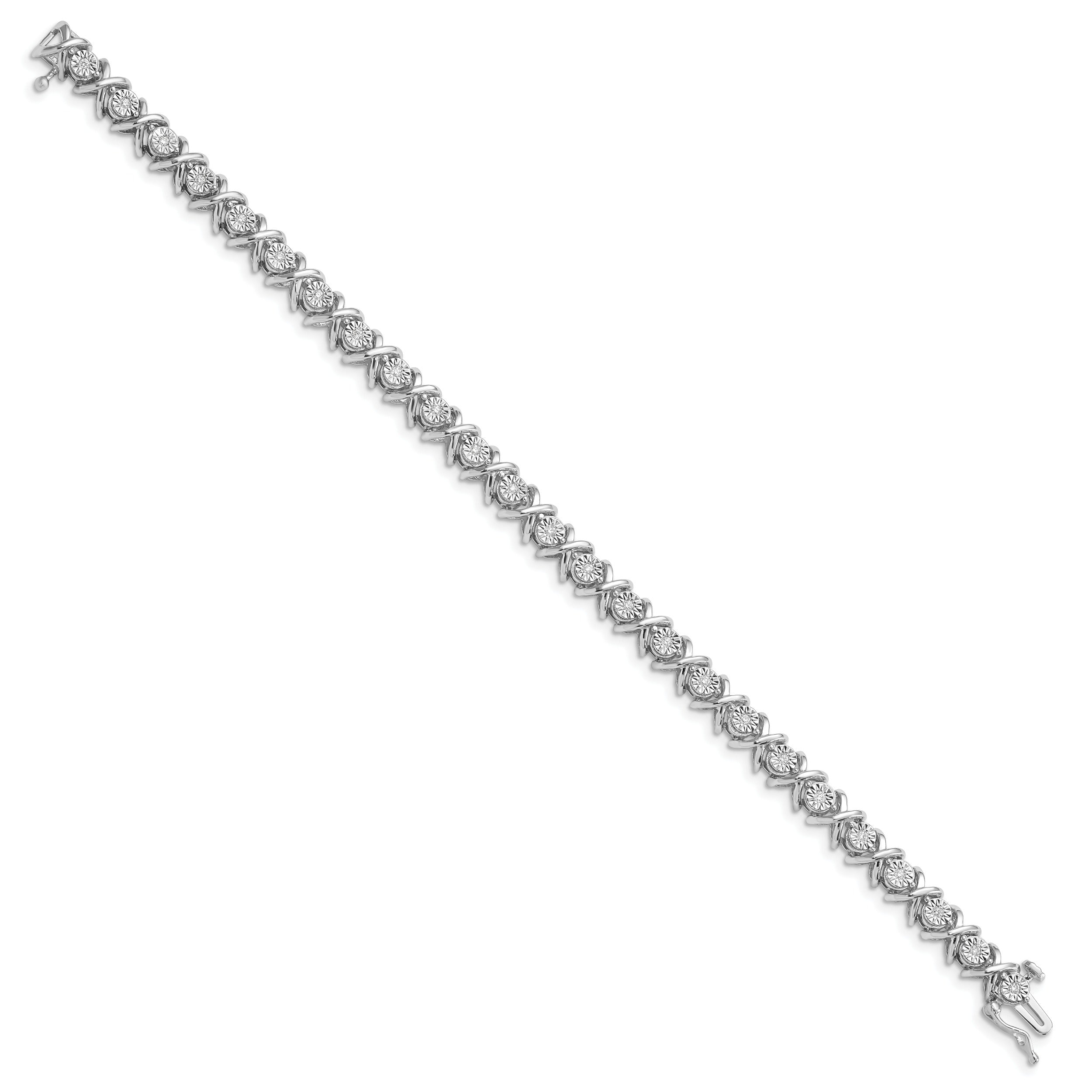 Natural Diamond Silver X Bracelet