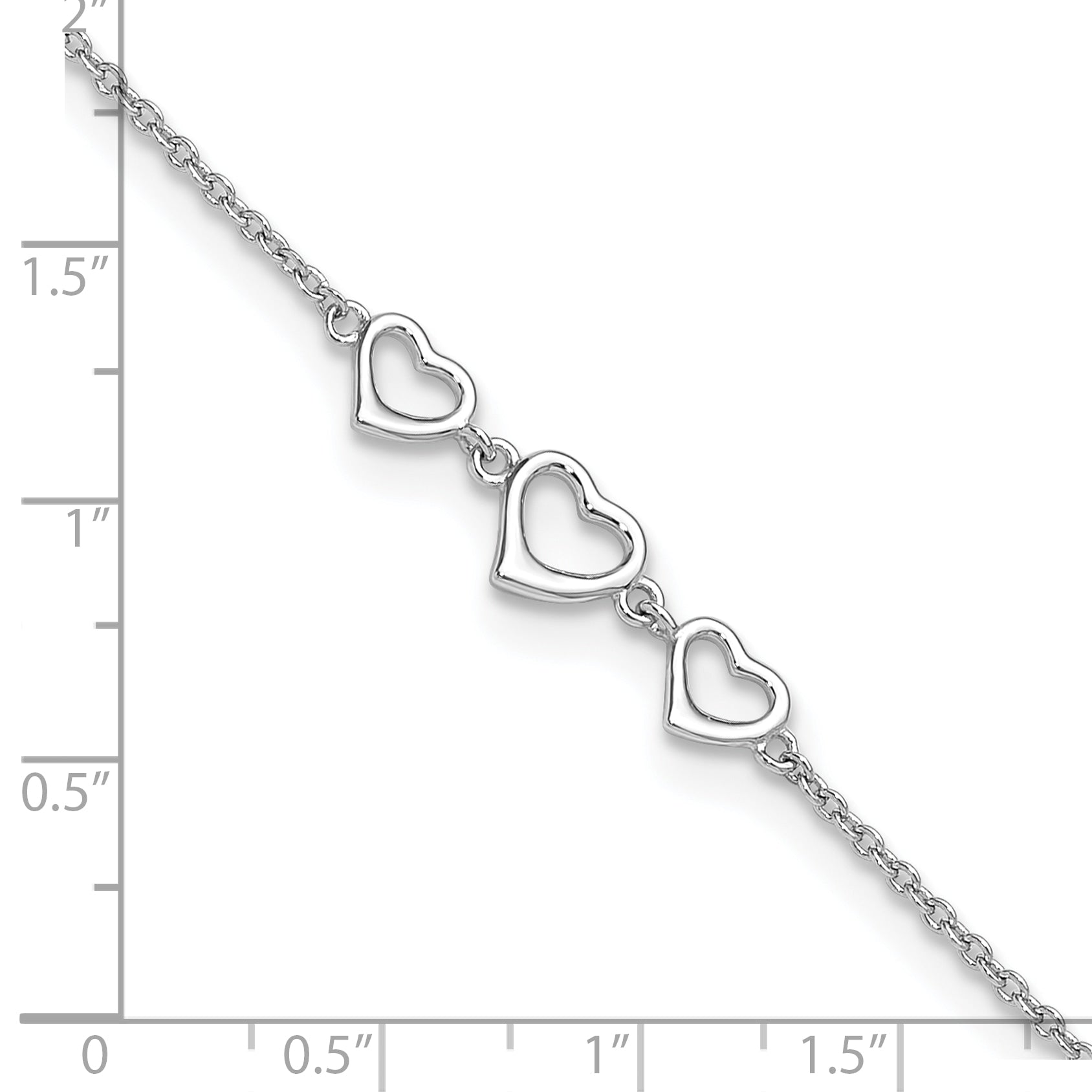 Silver Three Hearts Adjustable Anklet Fine Color Jewels