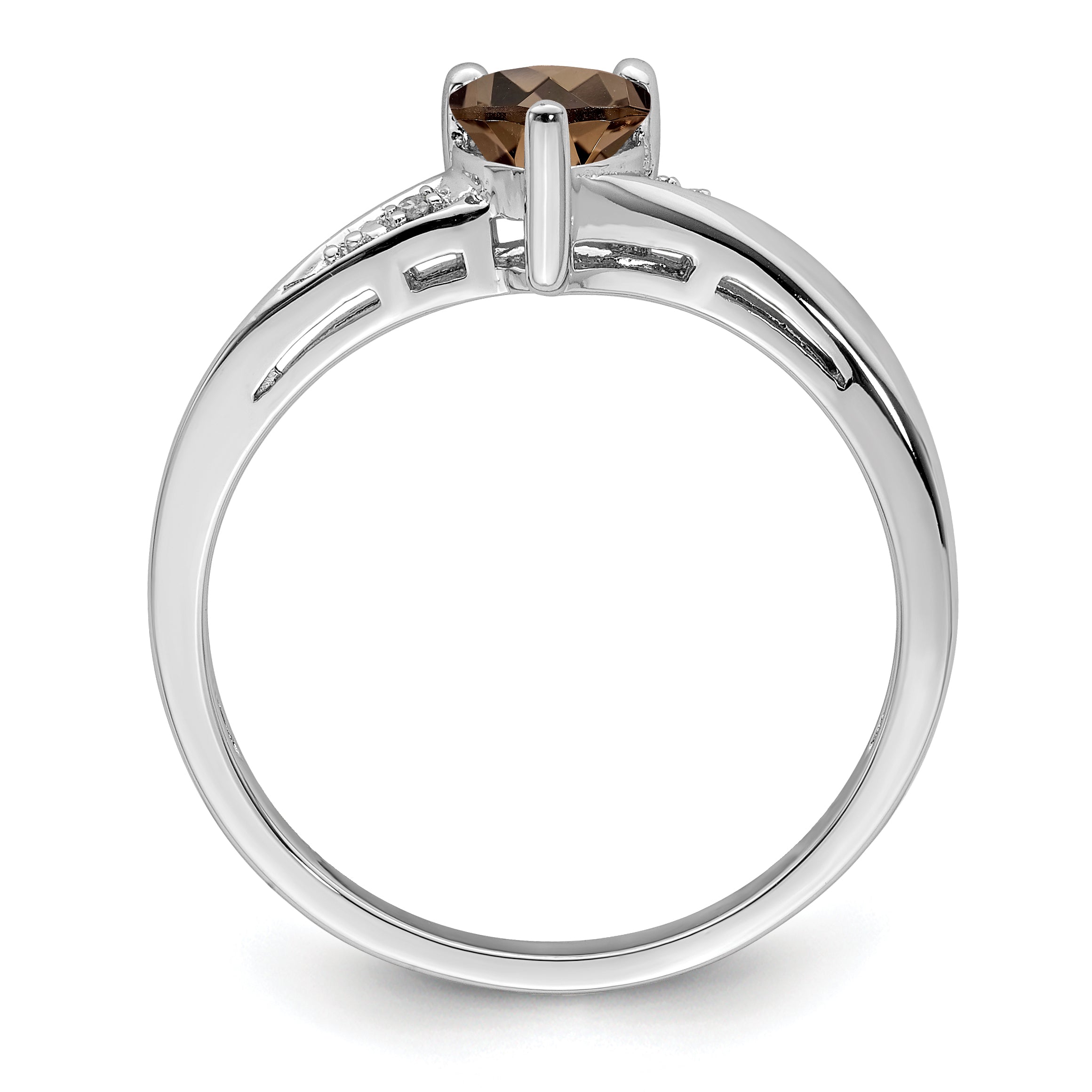 Silver Smoky Quartz Diamond Heart Ring Fine Color Jewels