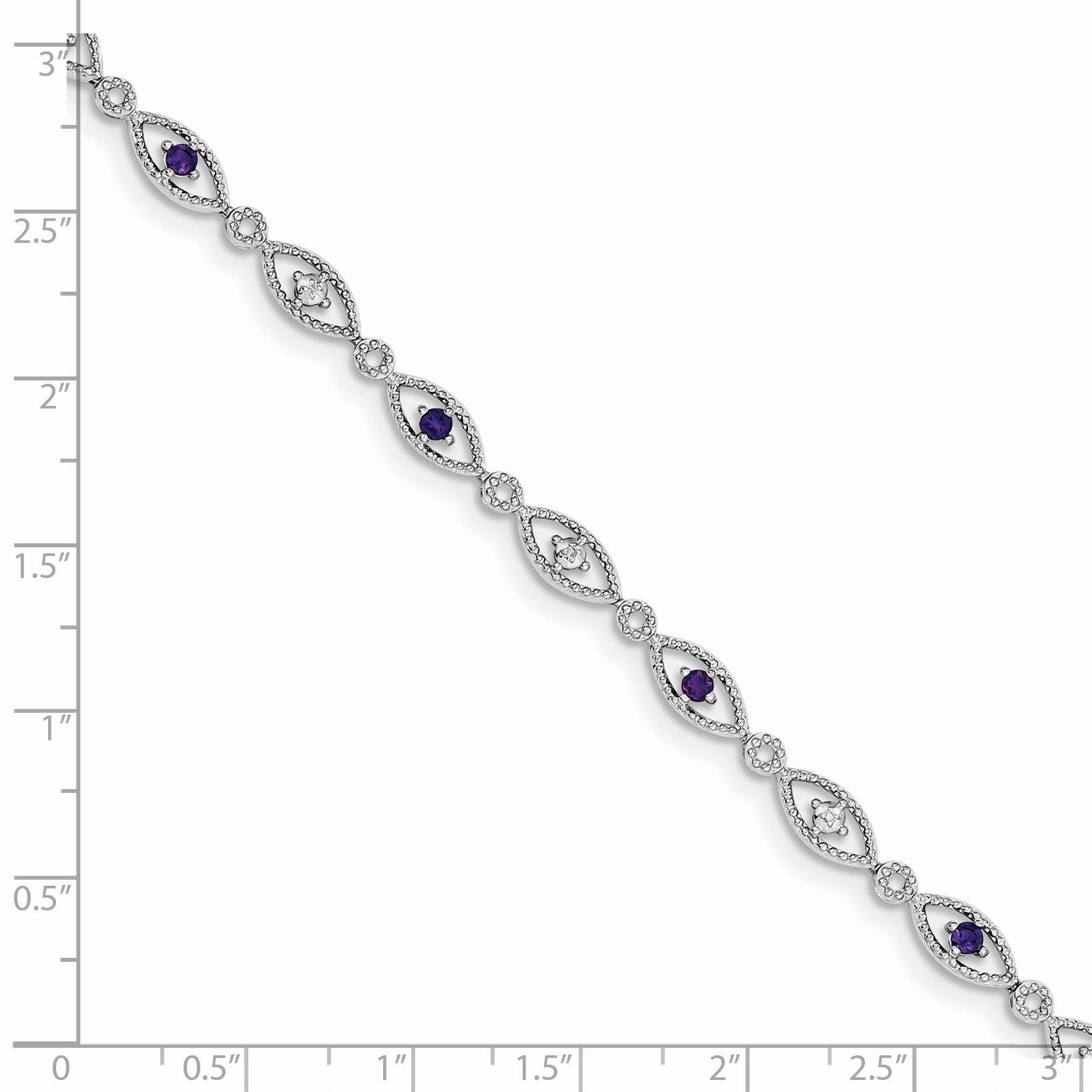 Silver Amethyst Diamond Eye Bracelet