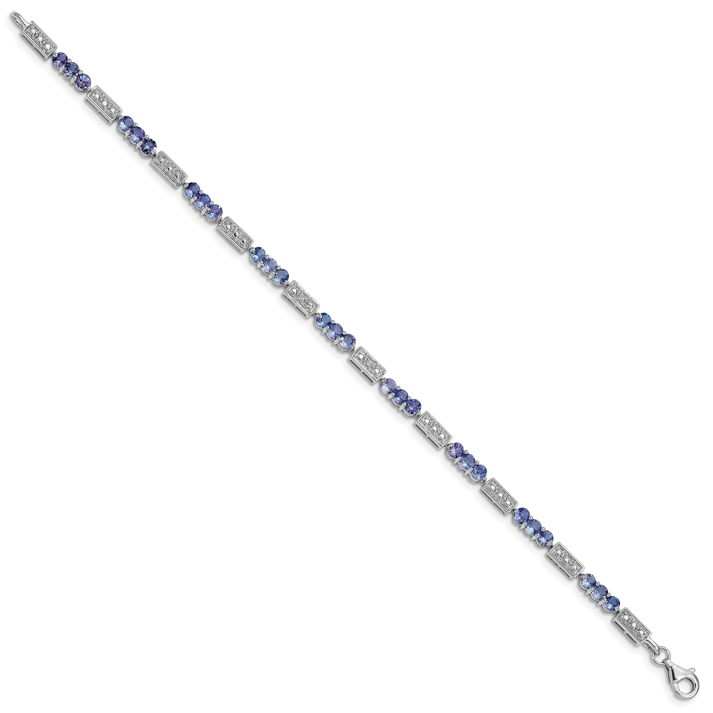 Natural Tanzanite and Diamond Bracelet Silver