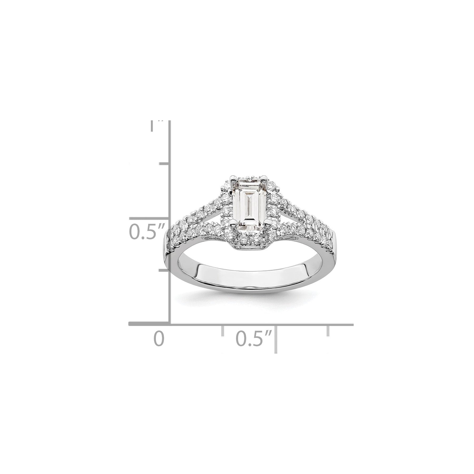 White Lab-Grown Diamond Prong 14K White Gold Halo Engagement Ring