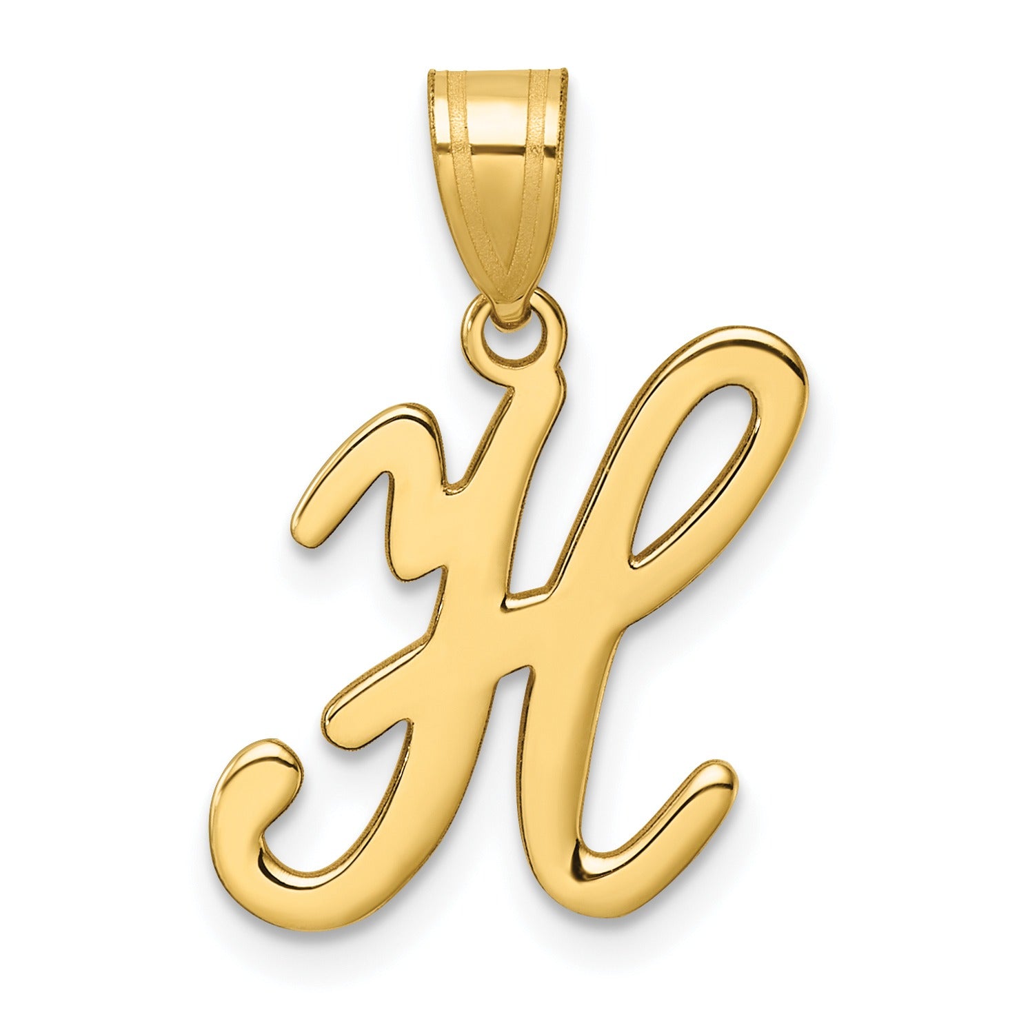 14k Gold Script Initial Charm Pendant