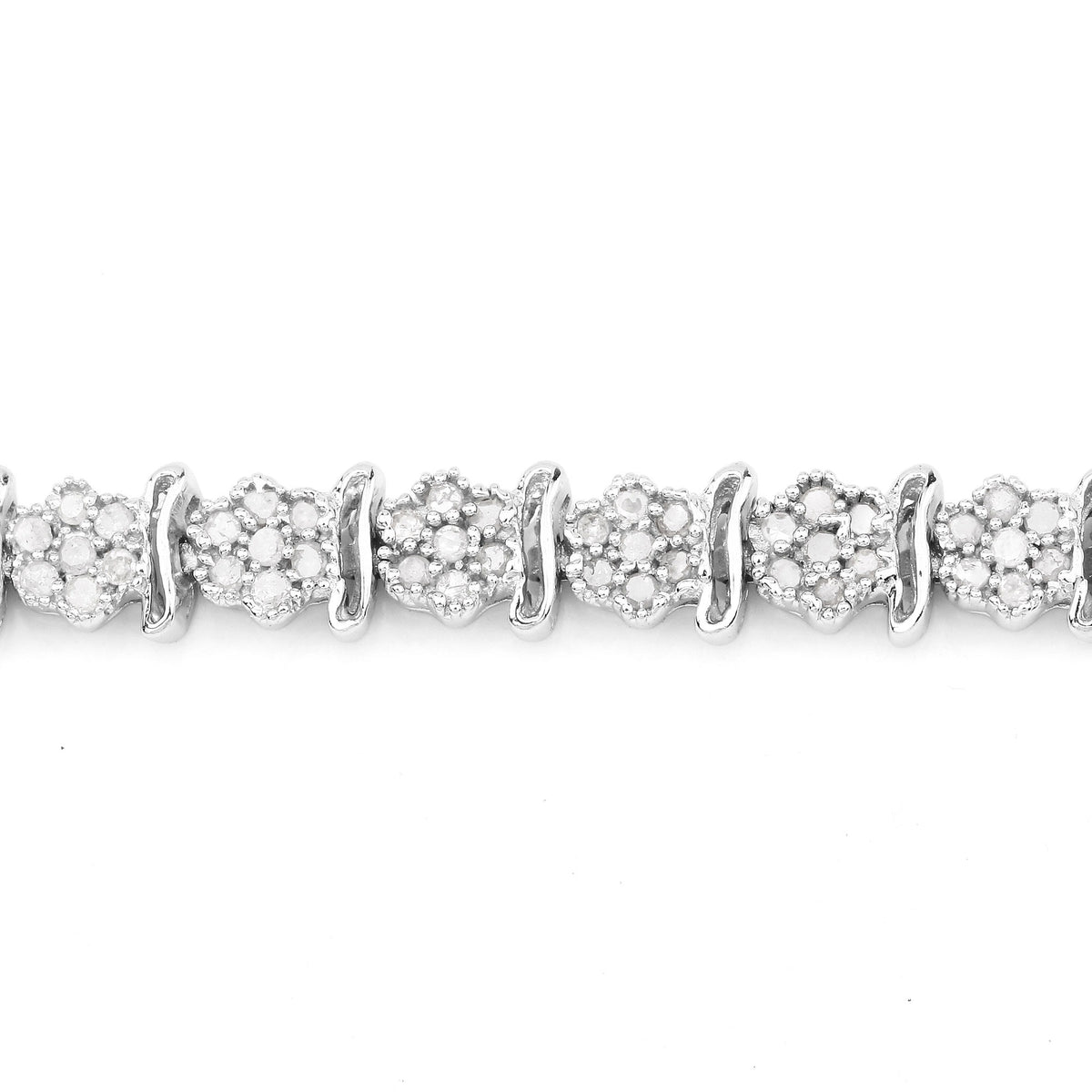 1.80 Cttw Round White Diamond Sterling Silver Tennis Bracelet