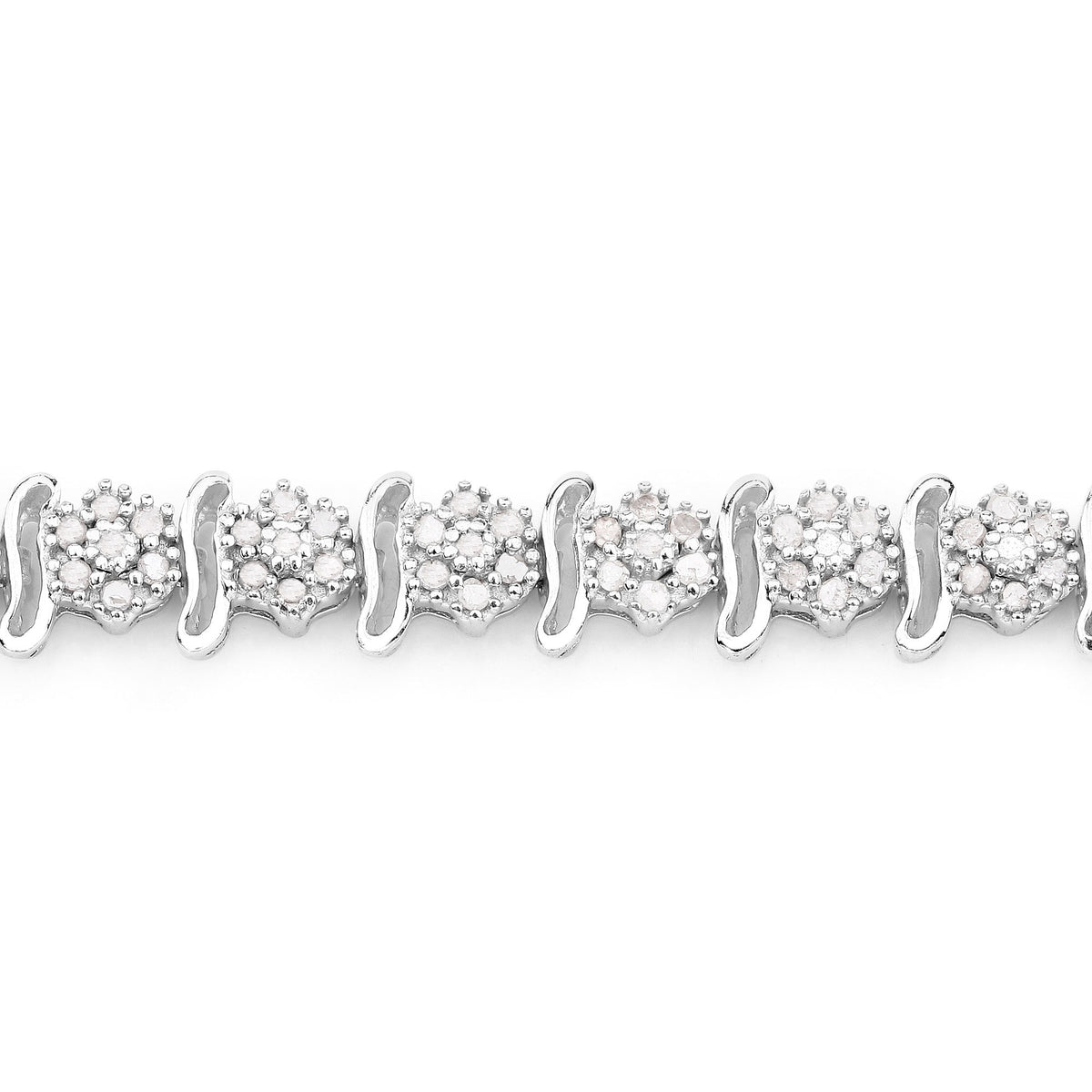 0.96 Cttw Round White Diamond Rhodium over Silver Tennis Bracelet