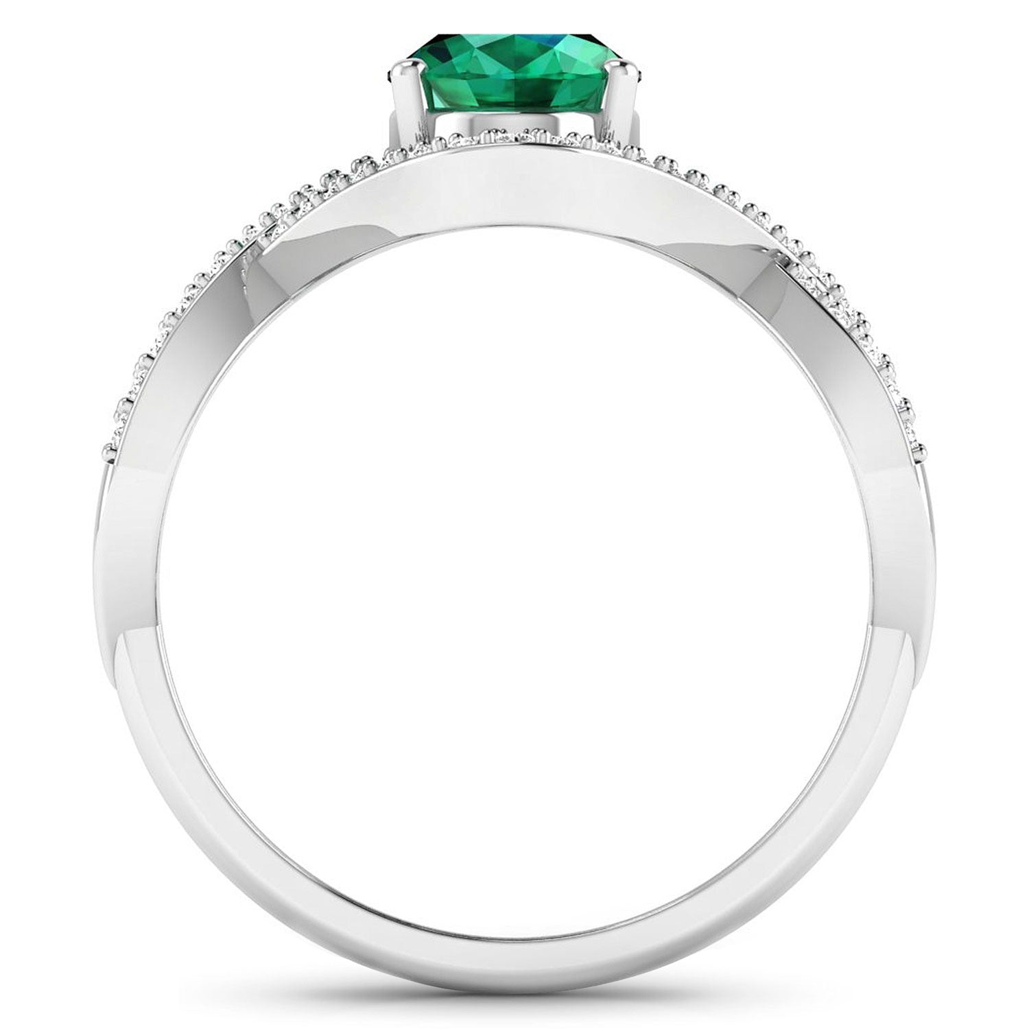 Zambian Emerald Diamond Crossover Ring 14K Gold