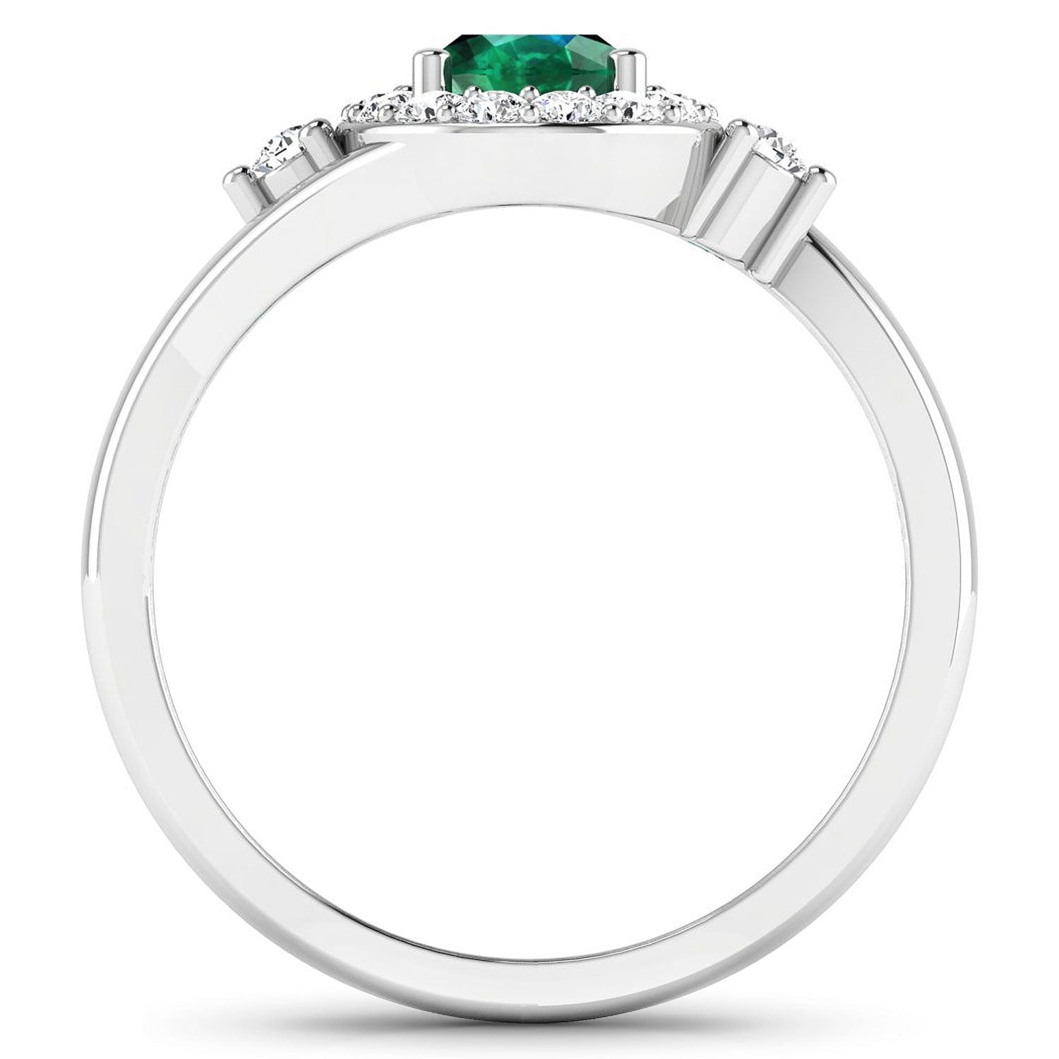 Zambian Emerald Diamond Oval Halo Ring 14K Gold