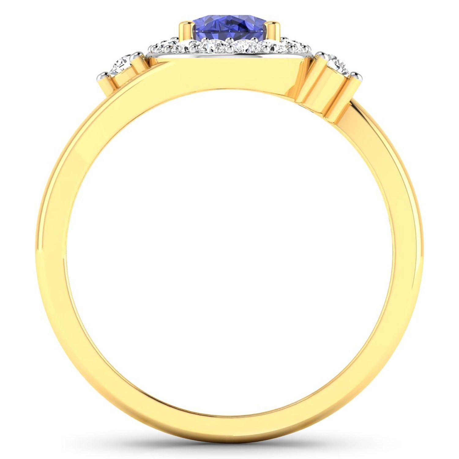 Natural Tanzanite Diamond Oval Halo Ring 14K Gold