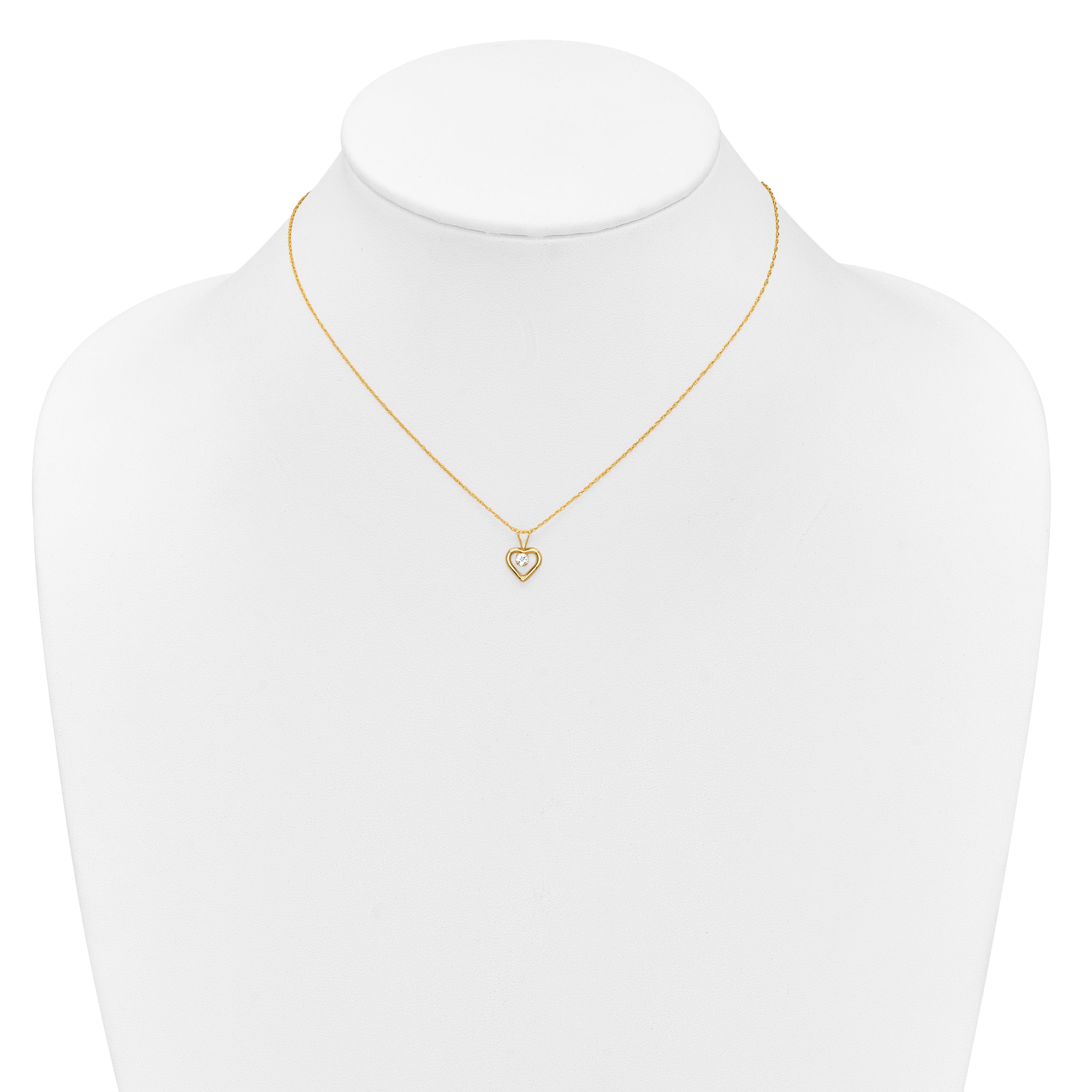 10k Yellow Gold Heart in Heart Birthstone Necklace