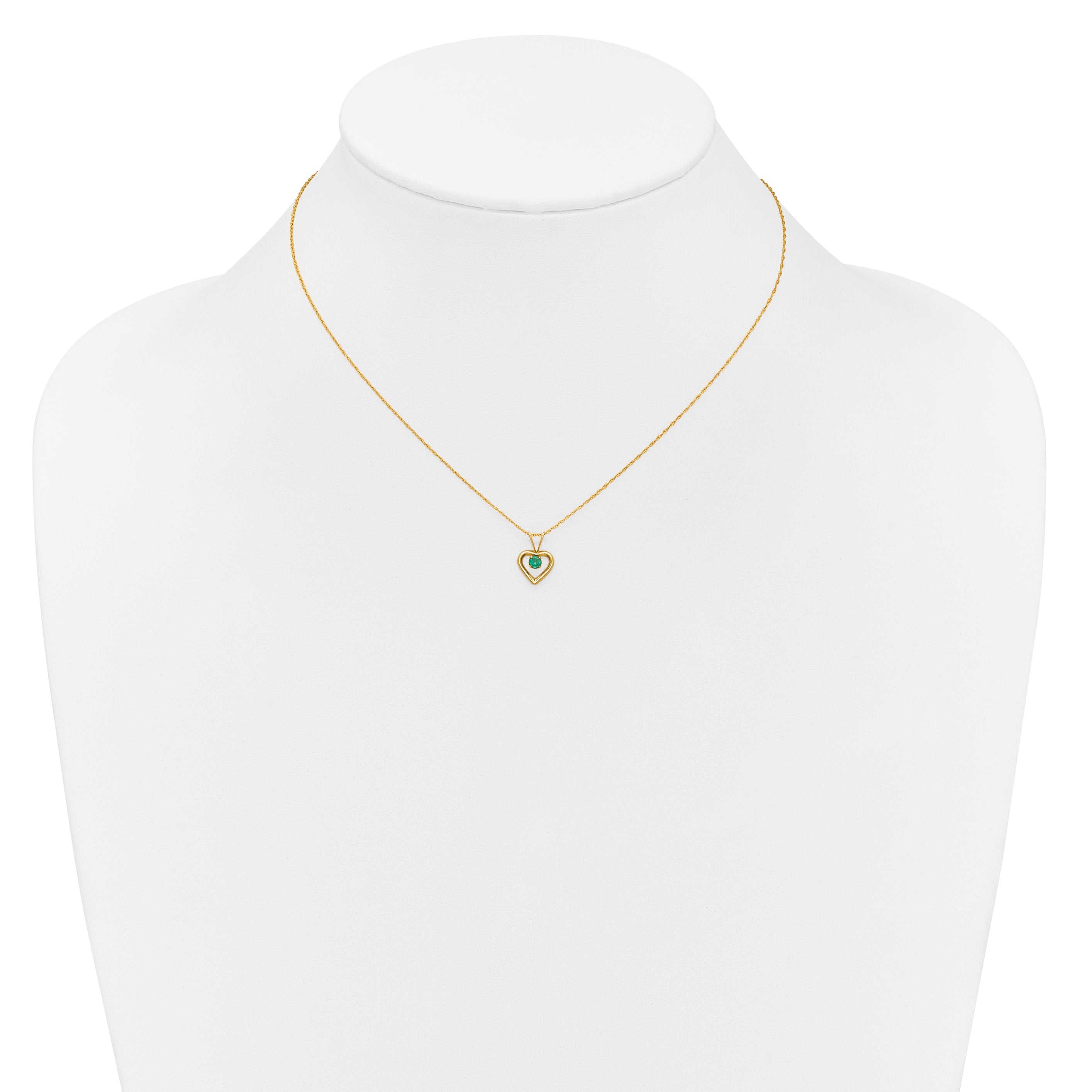 10k Yellow Gold Heart in Heart Birthstone Necklace