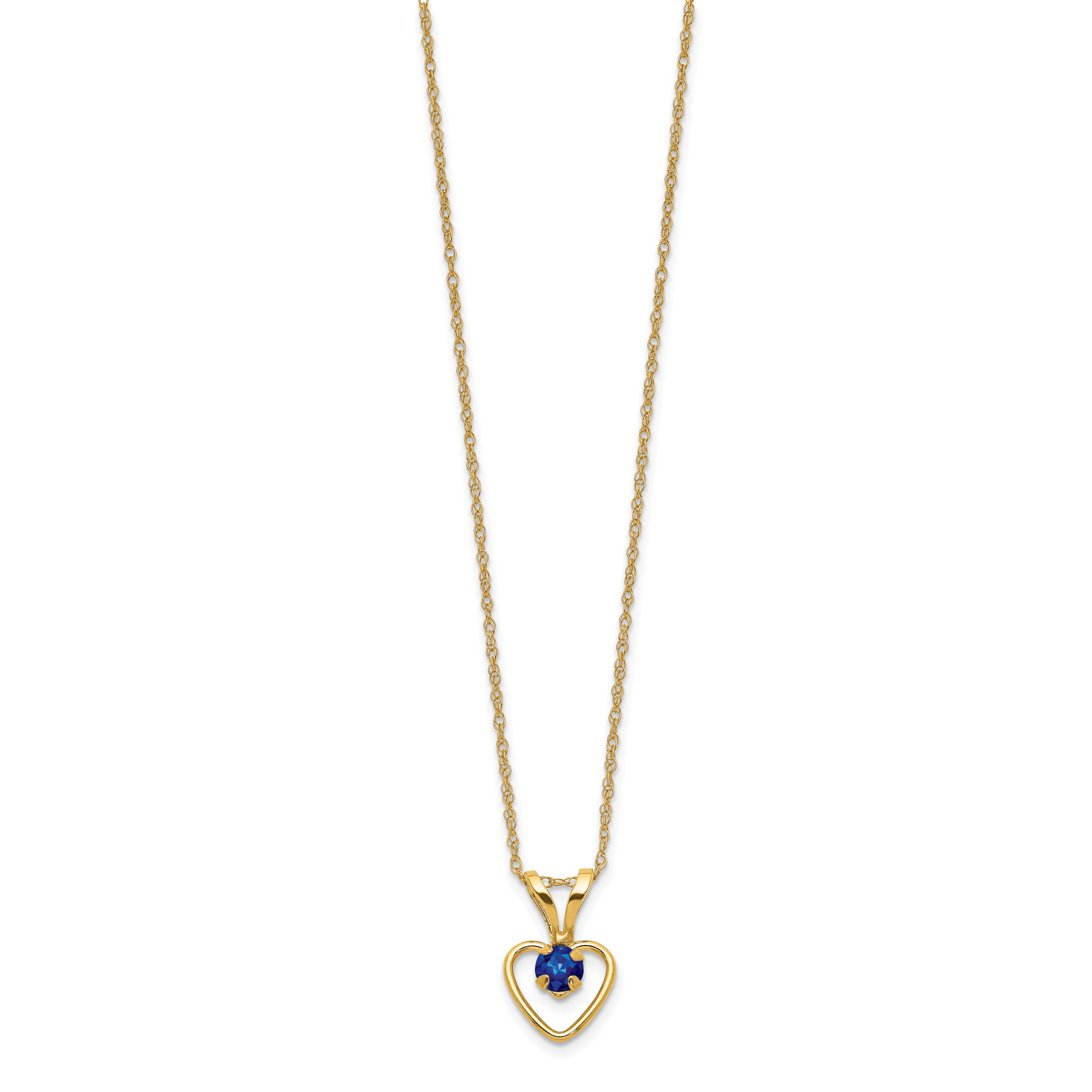 10k Yellow Gold Heart in Heart Birthstone Necklace