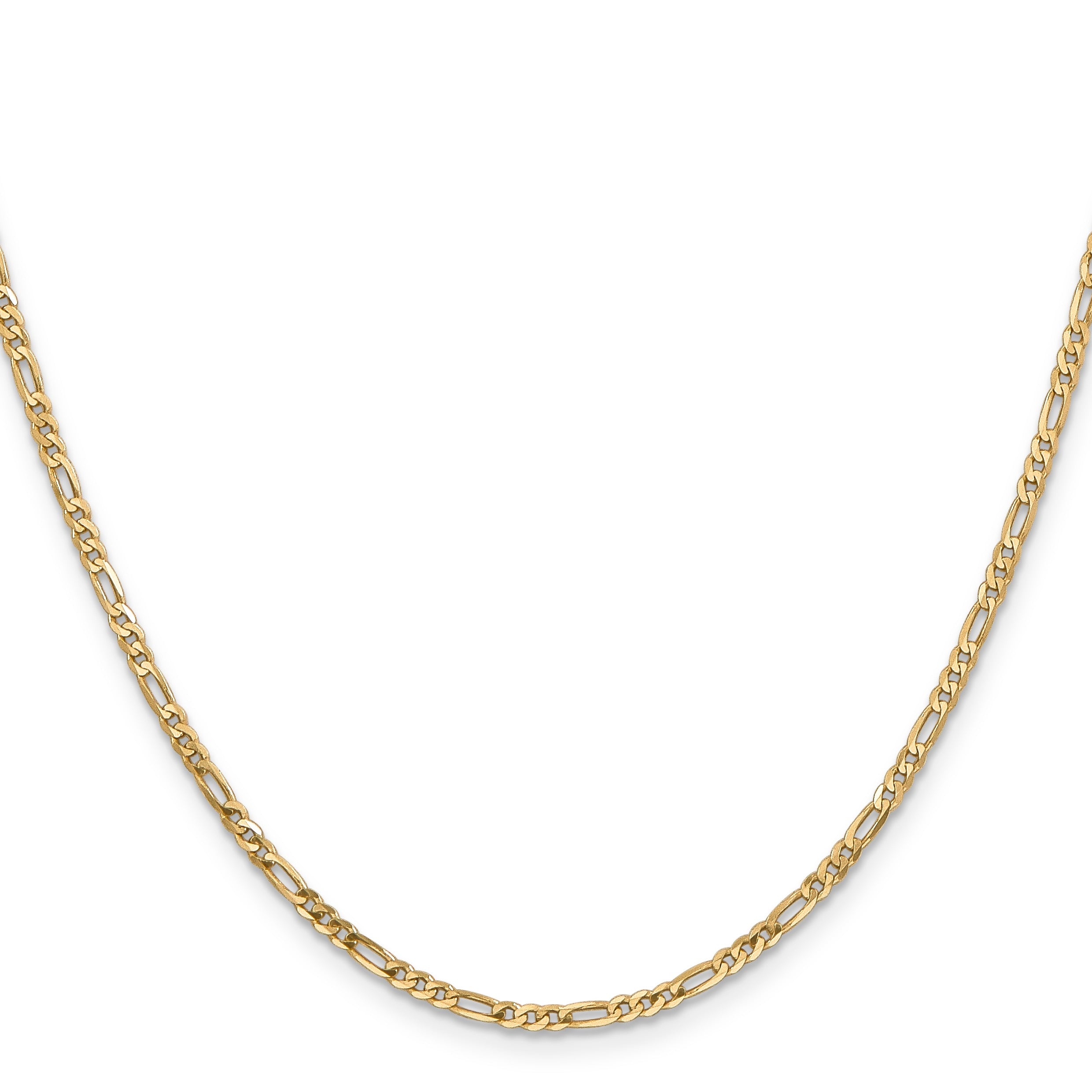 Flat Figaro 20 inch  Unisex Chain Necklace 14K Gold