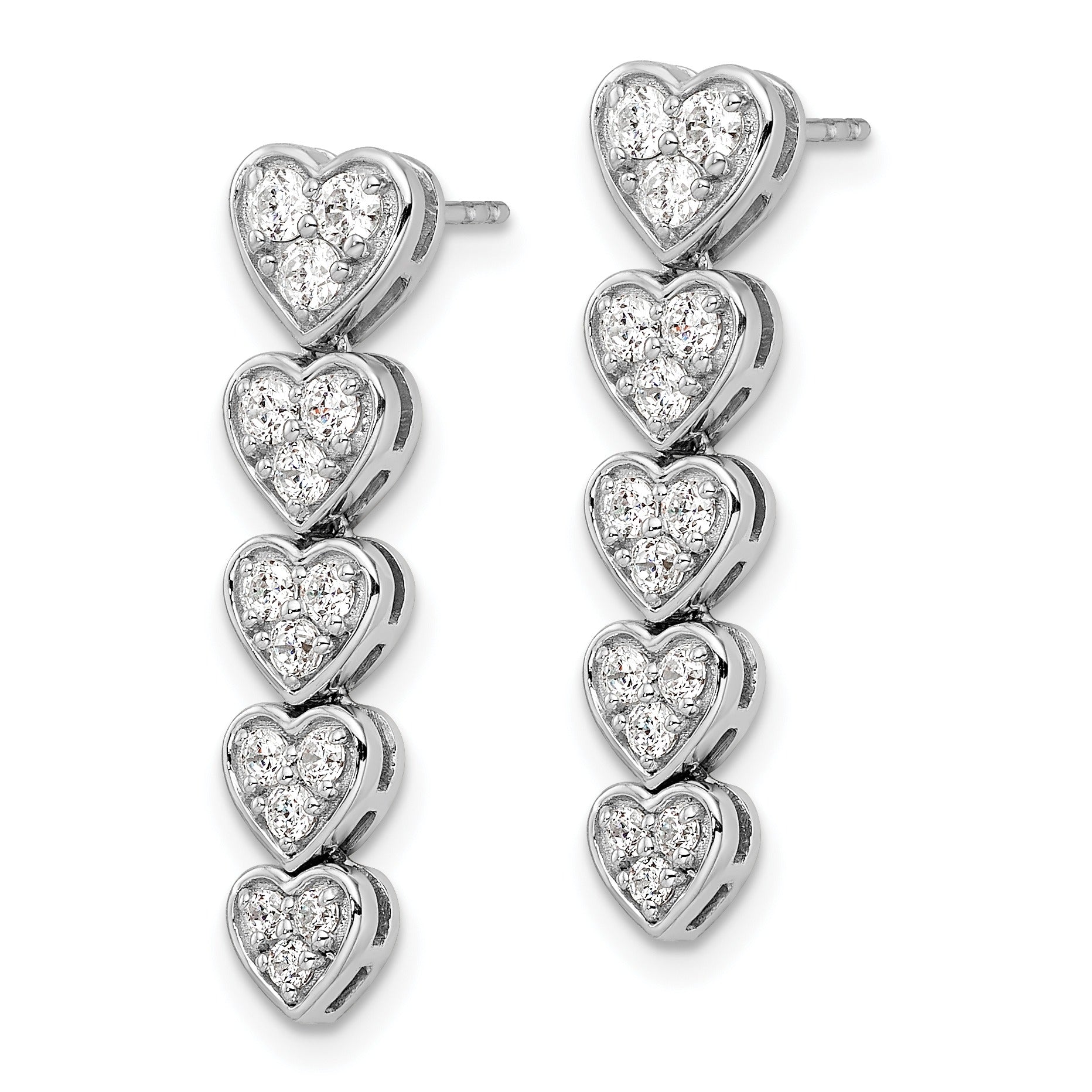 14K Gold Lab Grown Diamond Heart Dangle Post Earrings