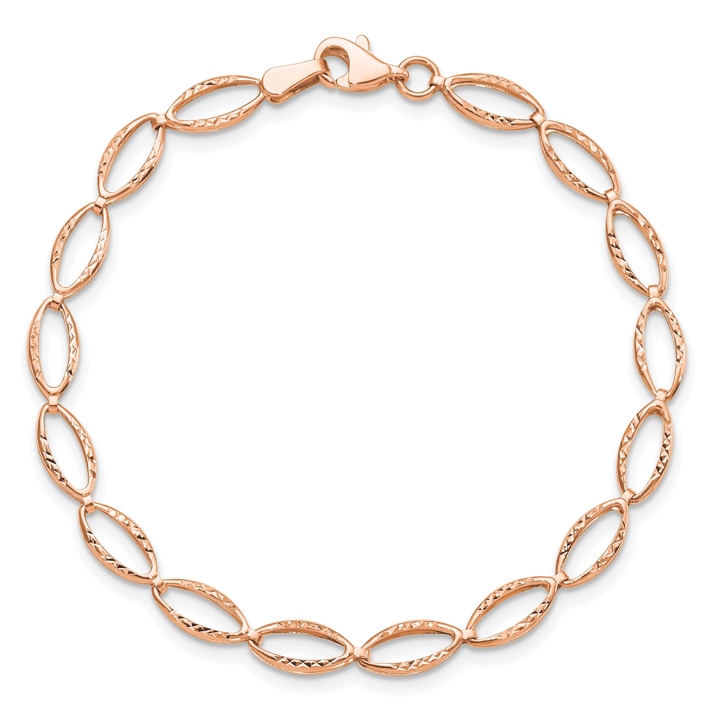 14K Rose Gold Diamond-cut Fancy Link Bracelet