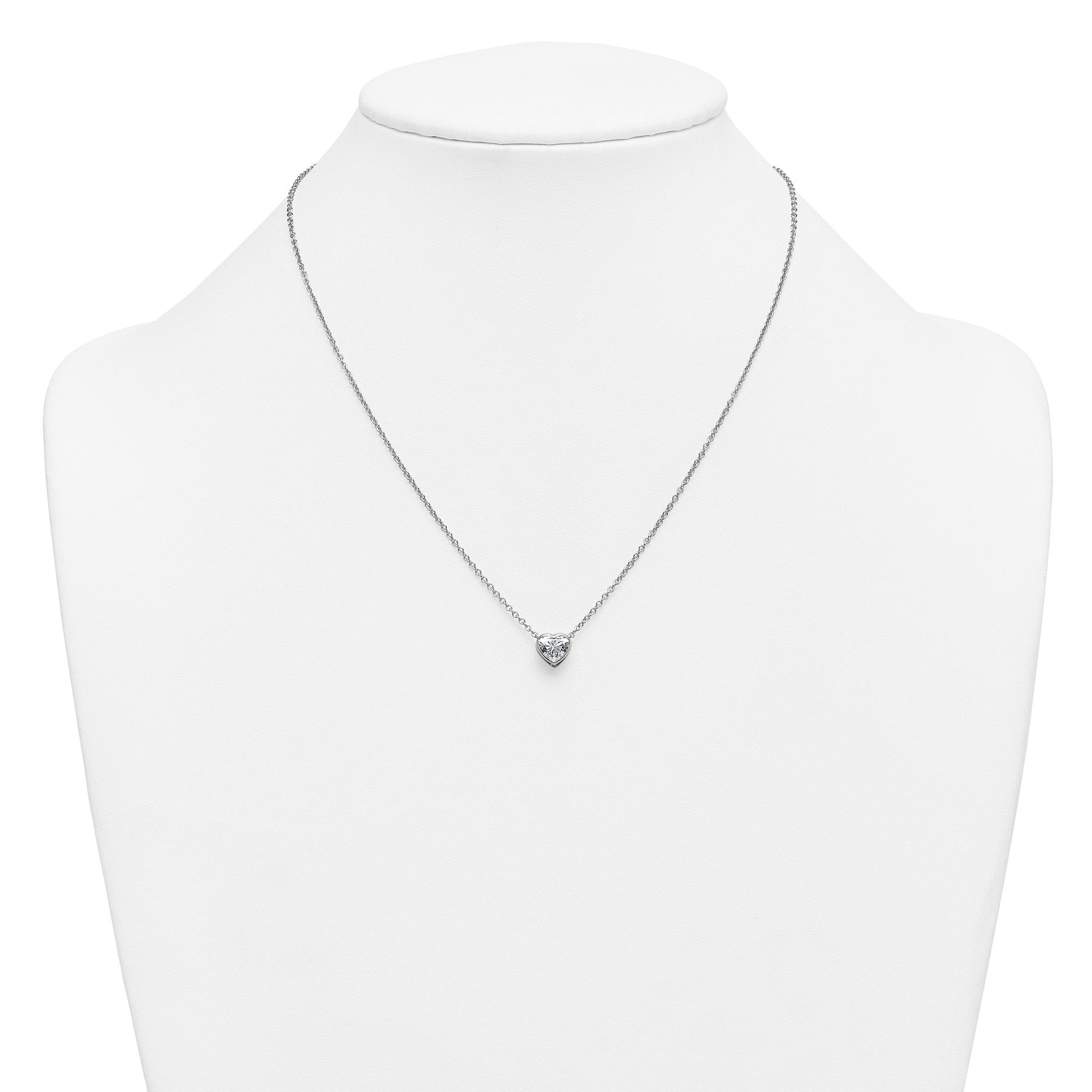 14k White Gold Lab Grown Diamond Solitaire Heart Necklace