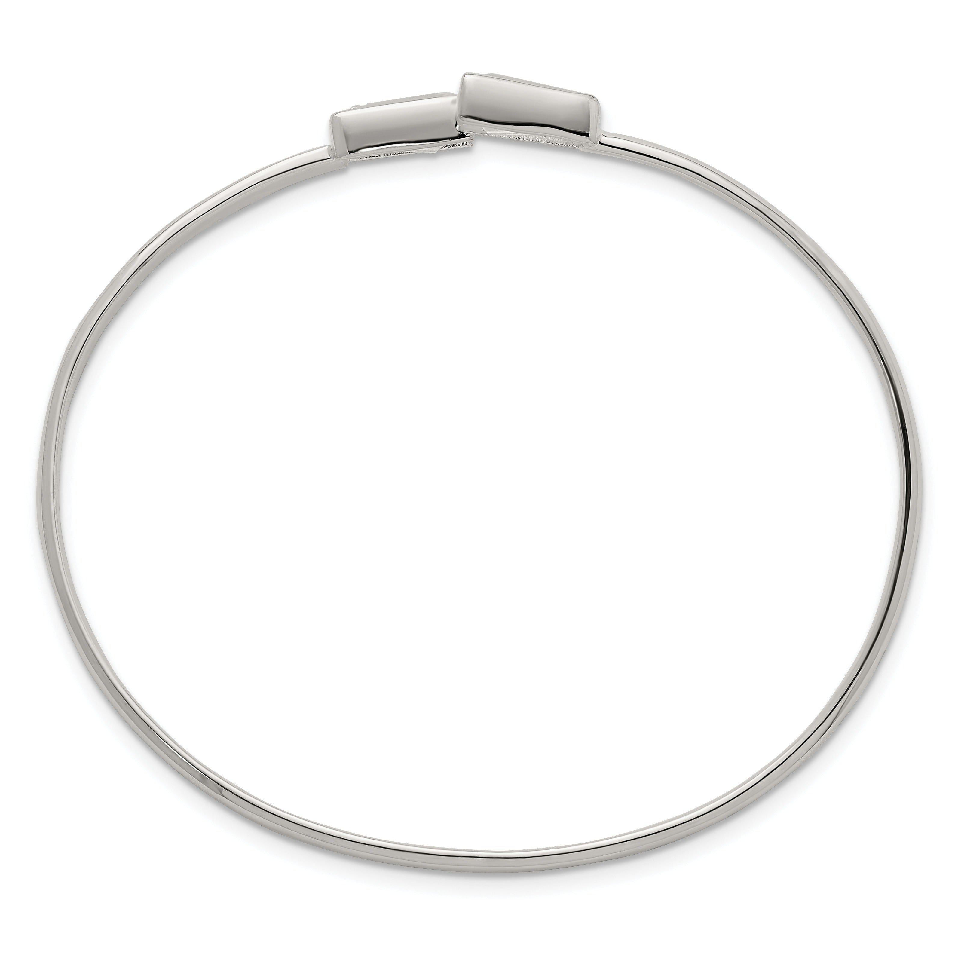Baguette CZ Sterling Silver Cuff Slip On Bangle Bracelet