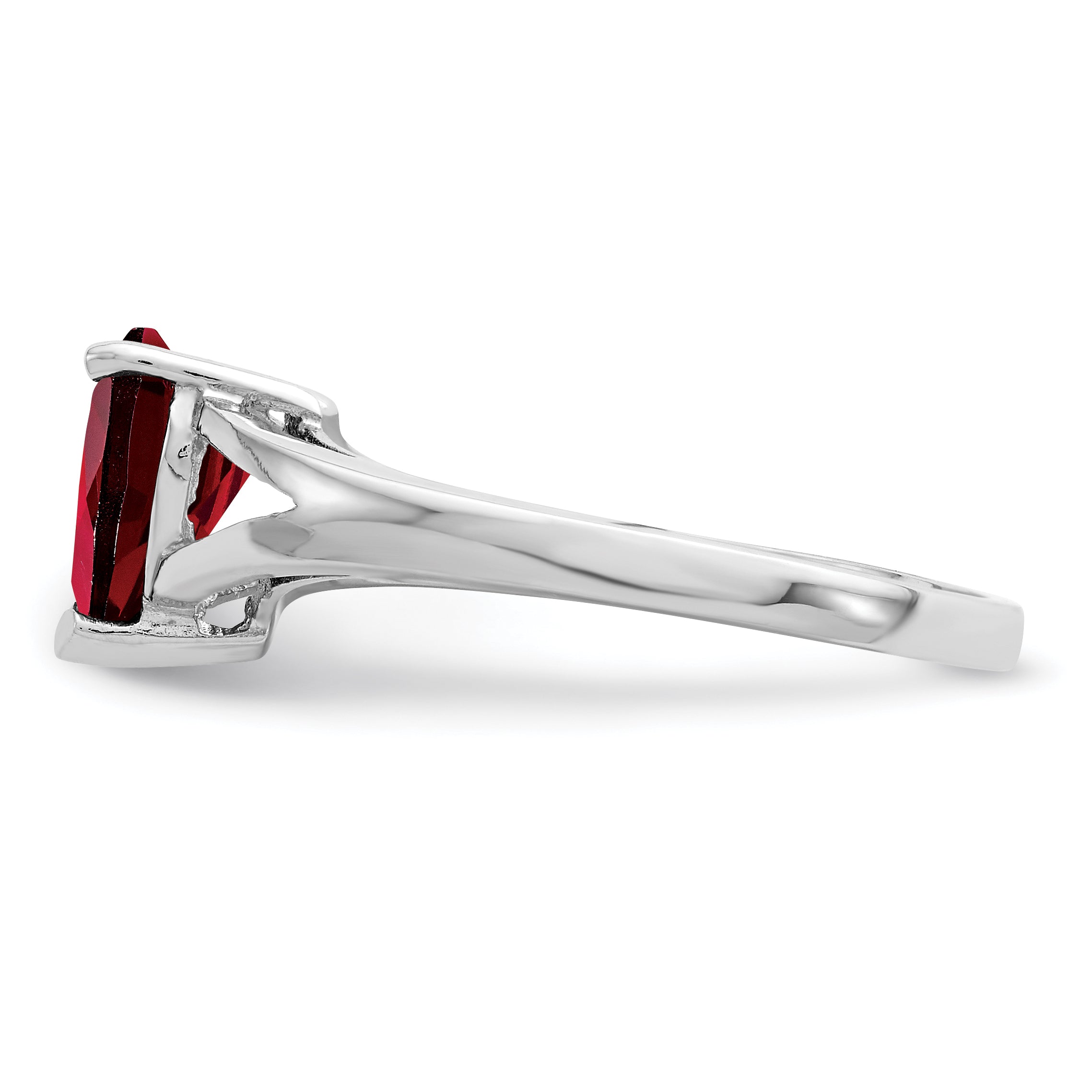 Silver Red Garnet Heart Gemstone Ring