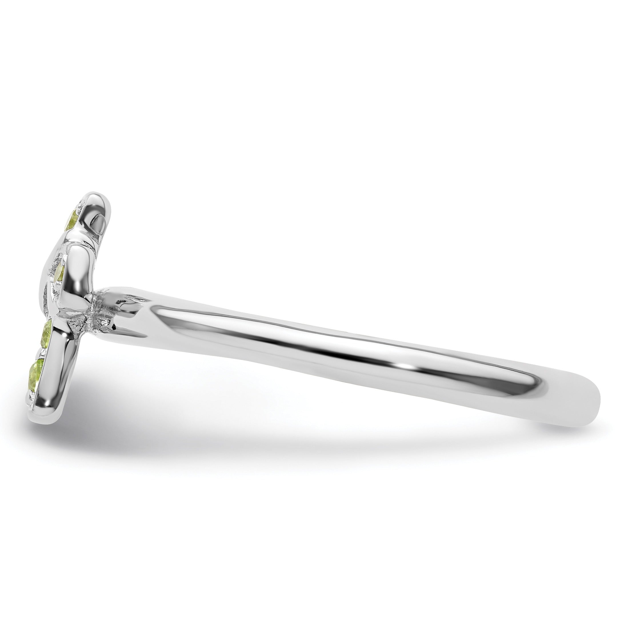 Natural Peridot Silver Stackable Cross Ring