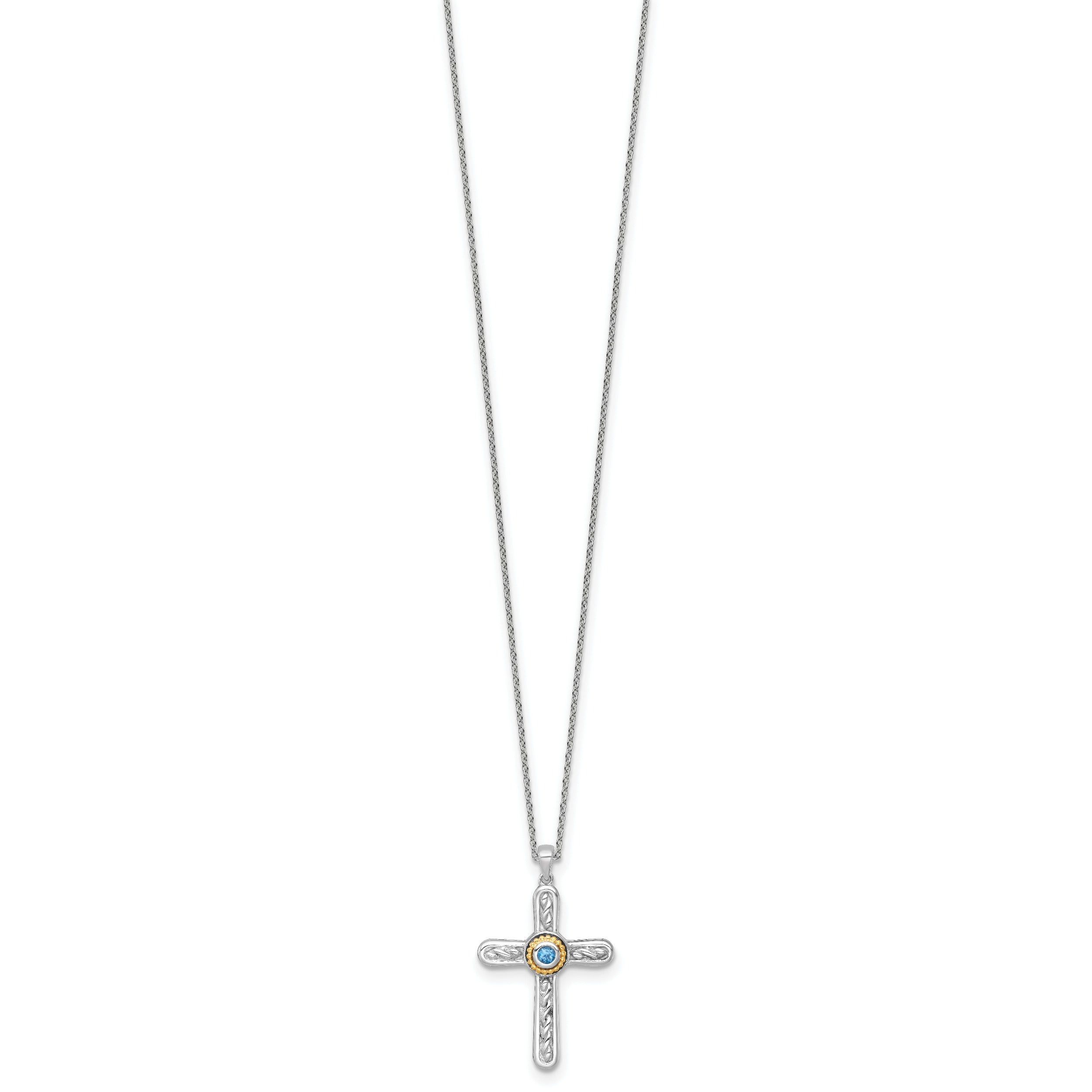 Sterling Silver London Blue Topaz Cross Extension Necklace