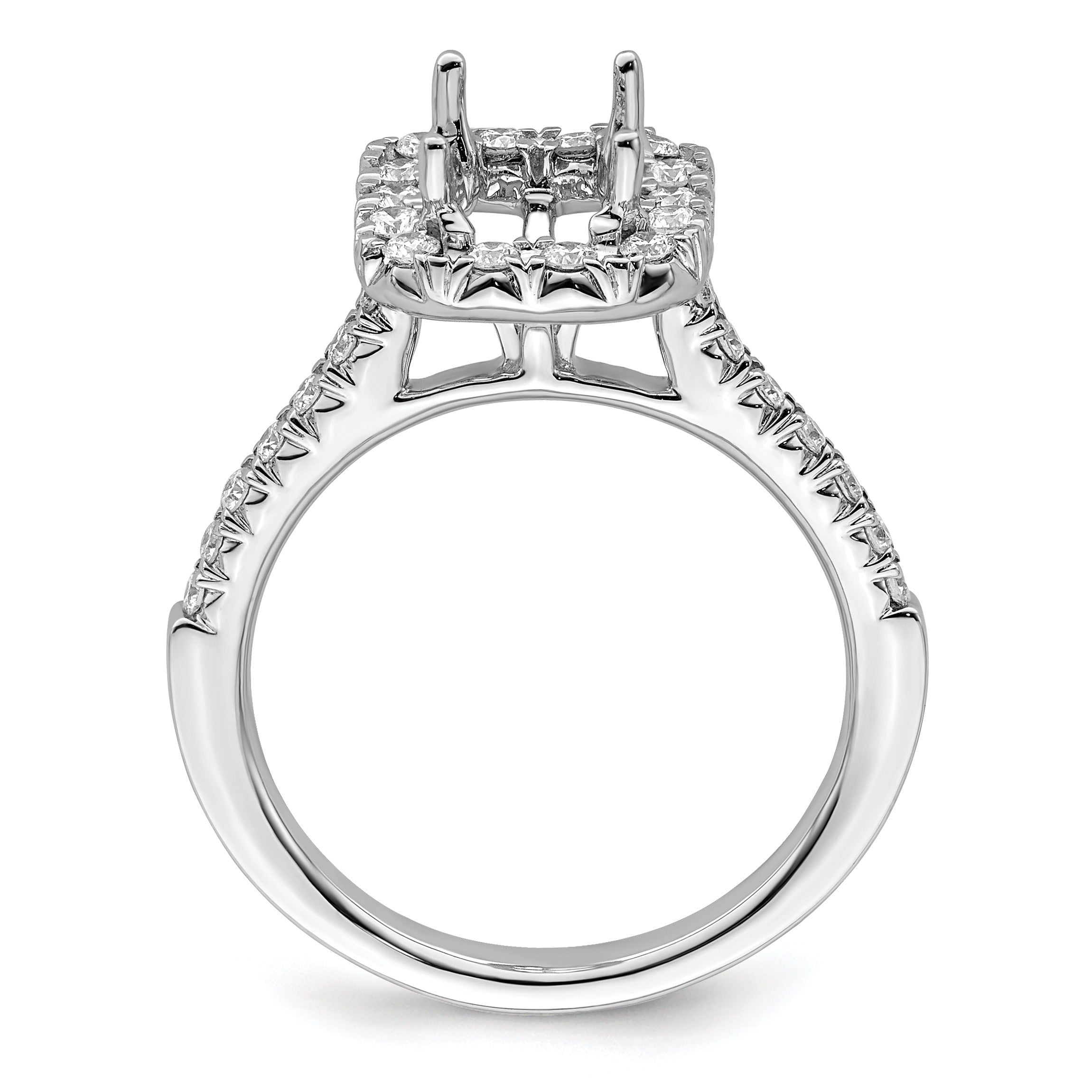 Emerald-Cut White Lab-Grown Diamond Prong 14K White Gold Halo Engagement Ring