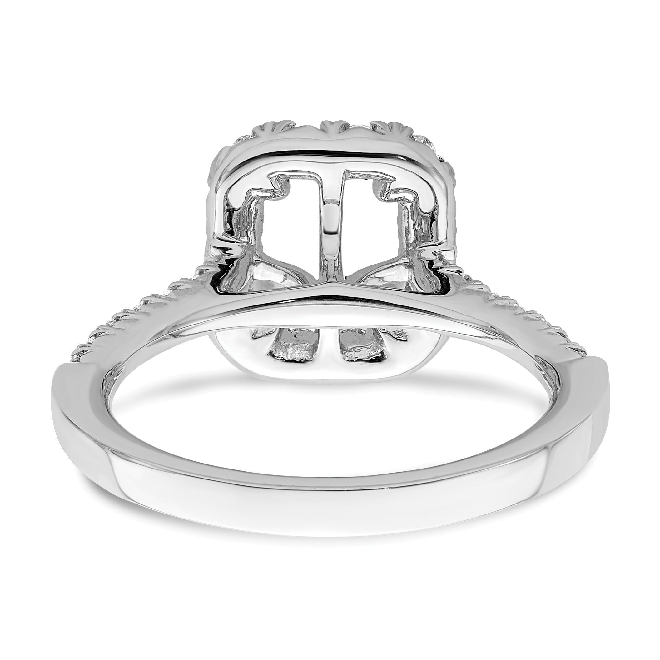 Emerald-Cut White Lab-Grown Diamond Prong 14K White Gold Halo Engagement Ring