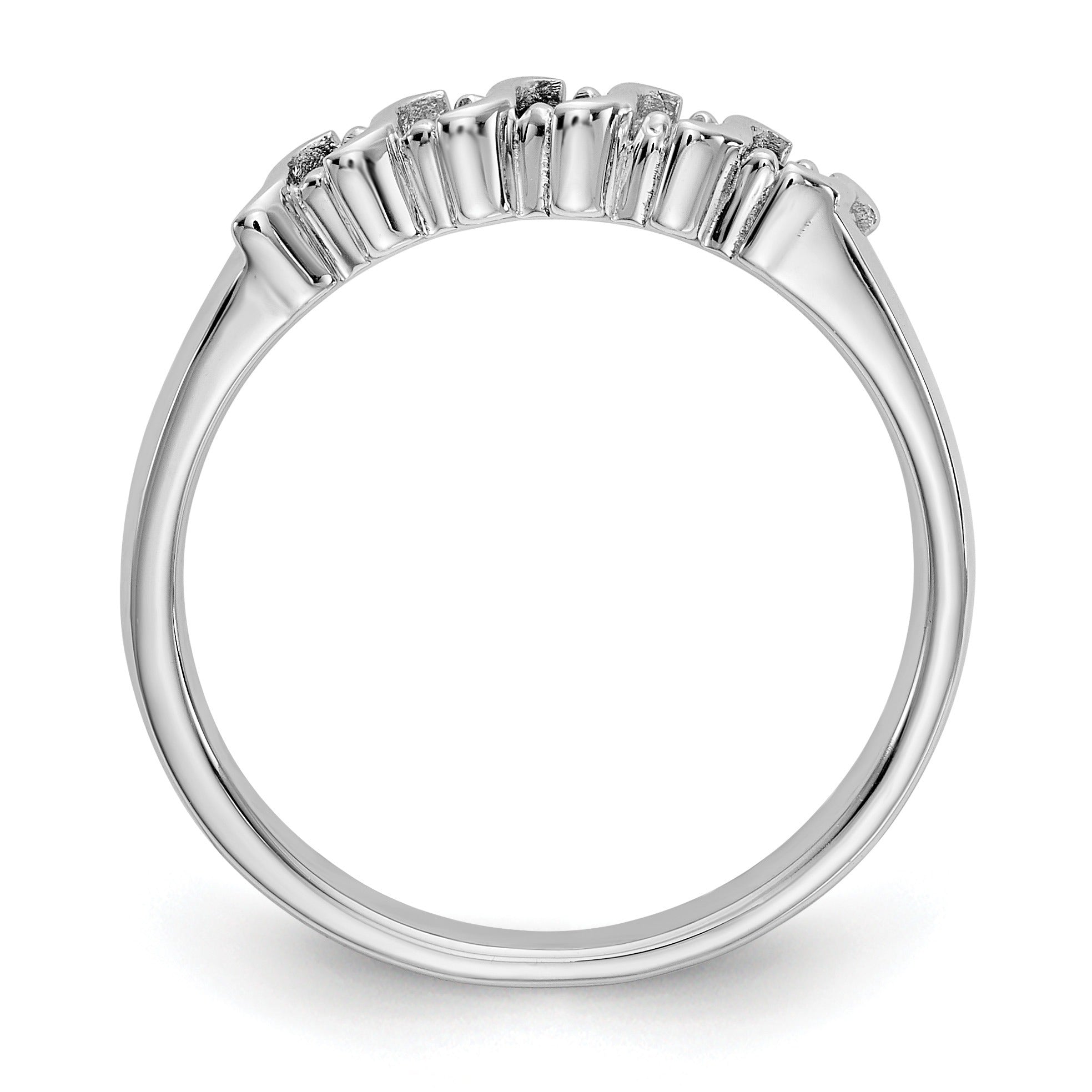 Round Sapphire Diamond Prong 10K Gold Five Stone Ring