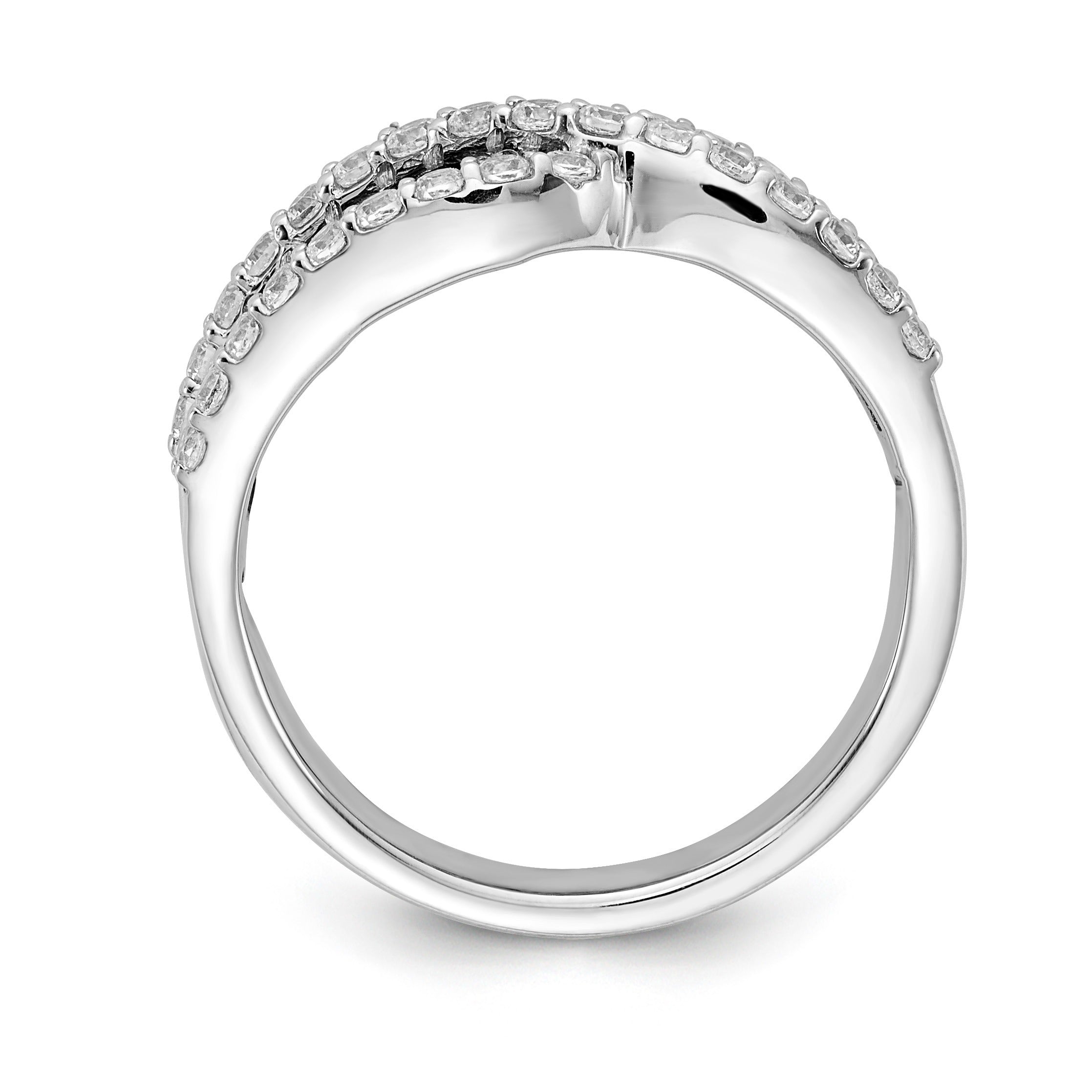 Baguette Blue Sapphire and Diamond Prong 14K White Gold Infinity Halo Ring