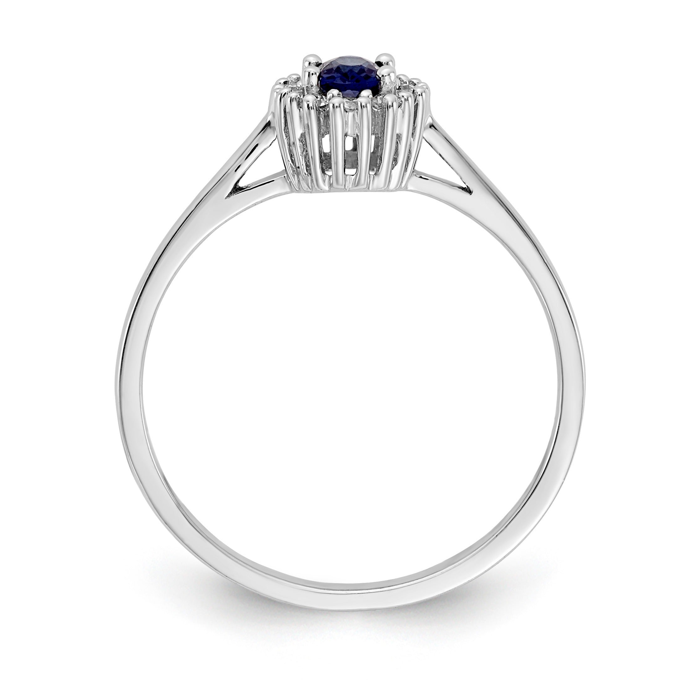 0.30 Ct Oval Blue Sapphire & Diamond Prong 14K White Gold Classic Halo Ring