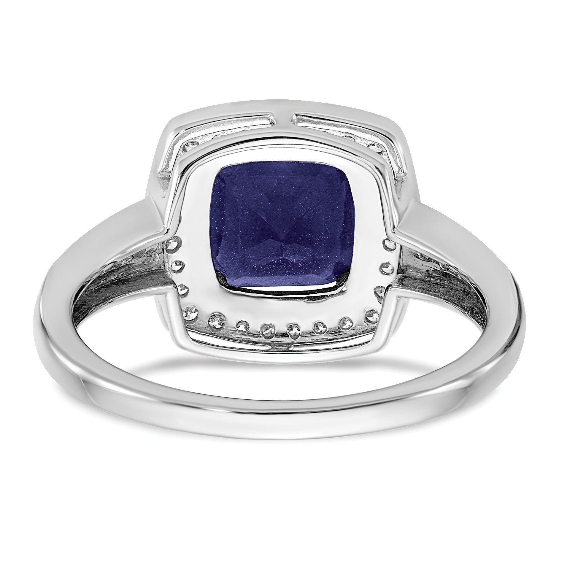 1.31 Ct Cushion Blue Lab Created Sapphire and Diamond Prong 14K White Gold Halo Ring