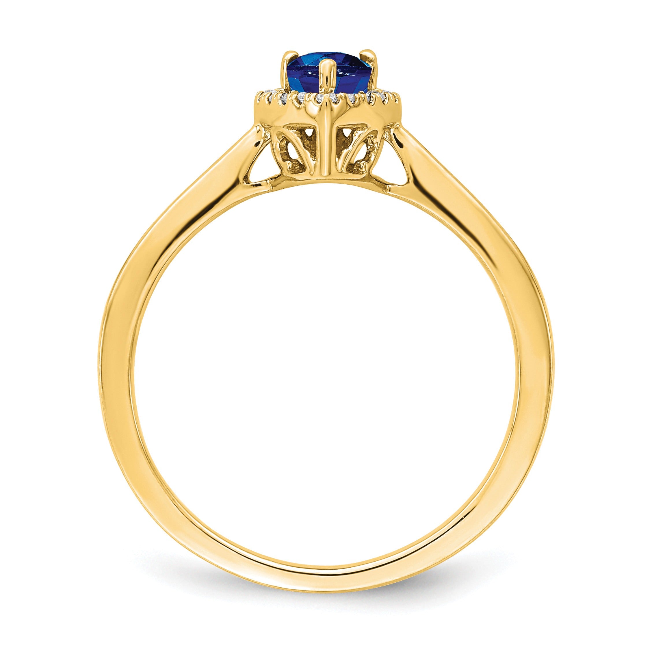 0.5 Ct Pear Blue Sapphire and Diamond 14K Gold Halo Teardrop Ring