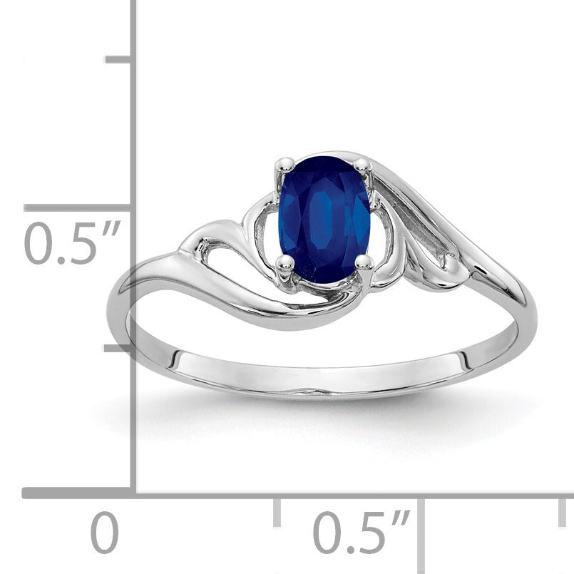 0.65 Ct Oval Blue Sapphire Prong 14K White Gold Solitaire Bypass Ring