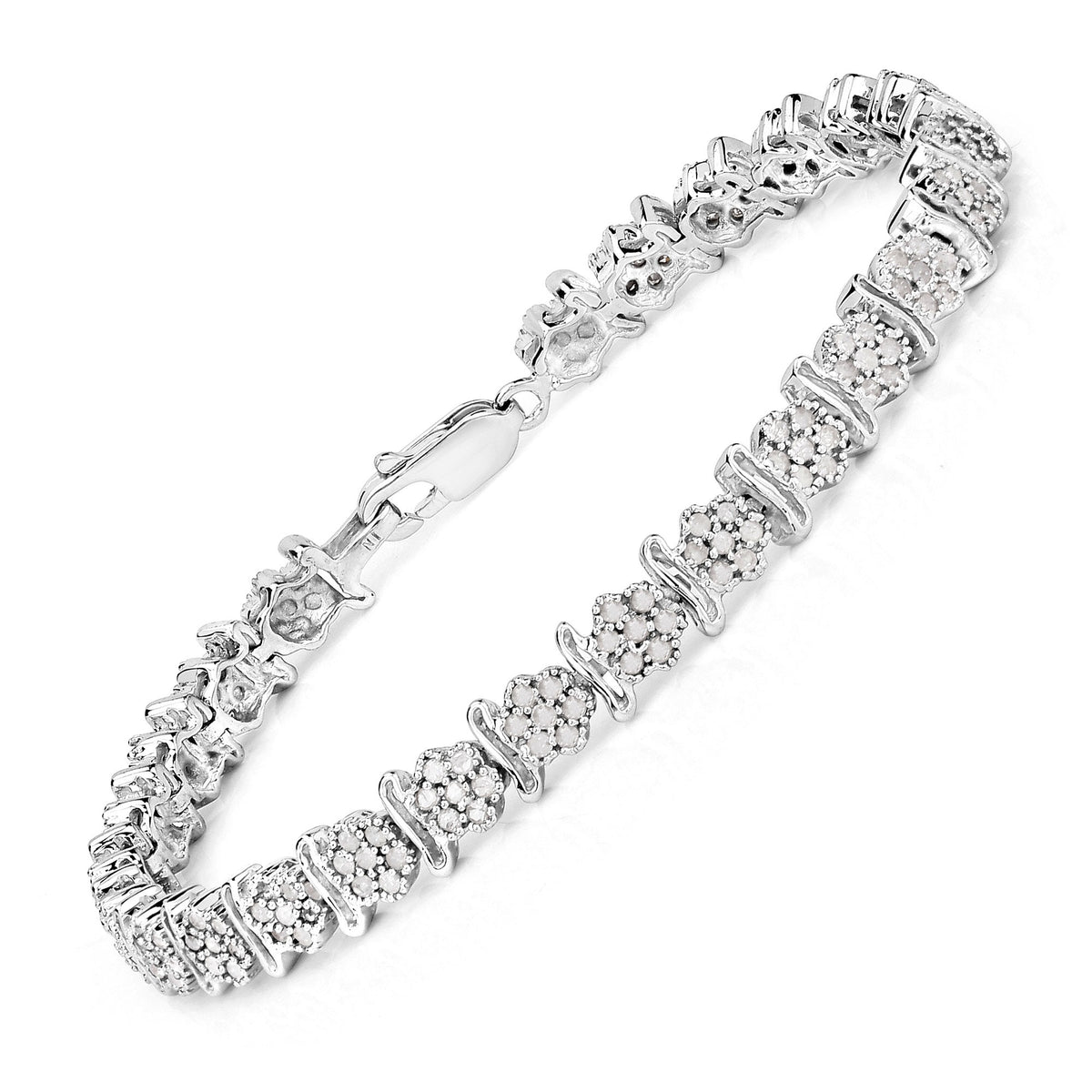 1.80 Cttw Round White Diamond Sterling Silver Tennis Bracelet