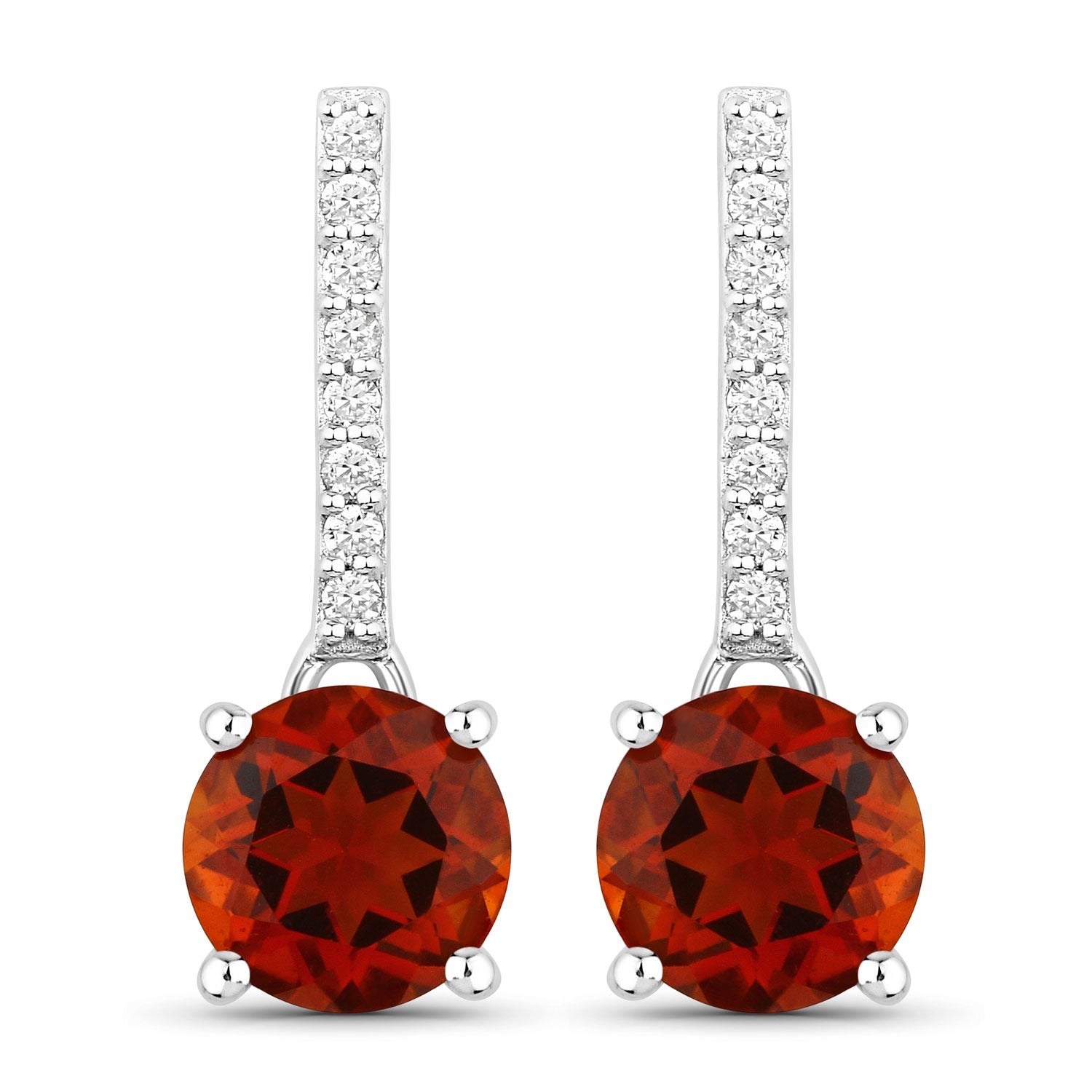 Genuine Madeira Citrine and Lab Diamond Silver Earrings