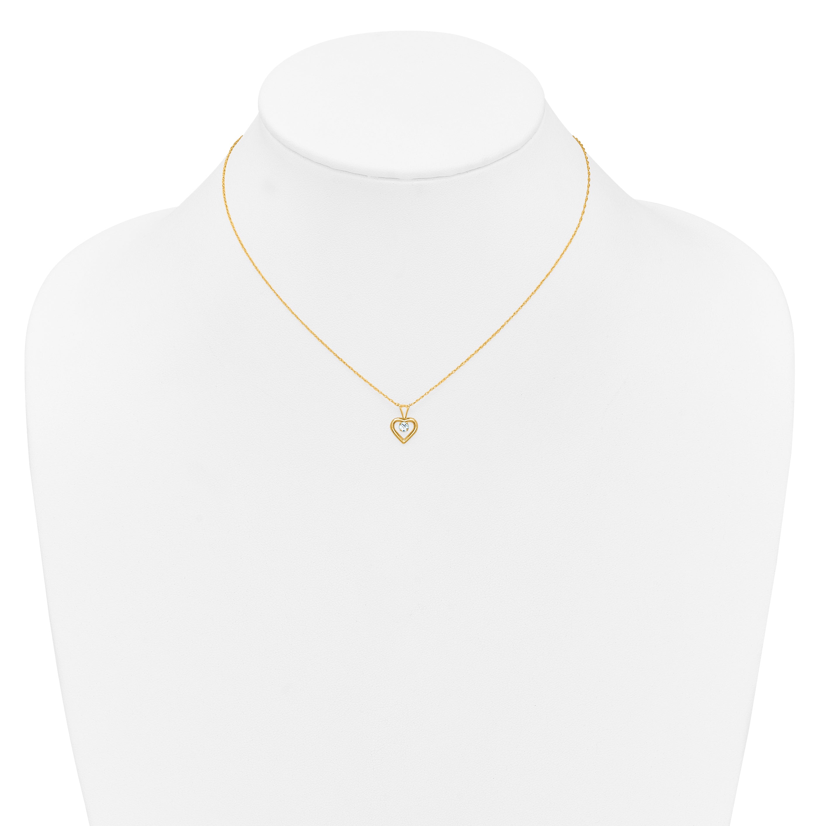 10k Yellow Gold Heart in Heart Birthstone Necklace