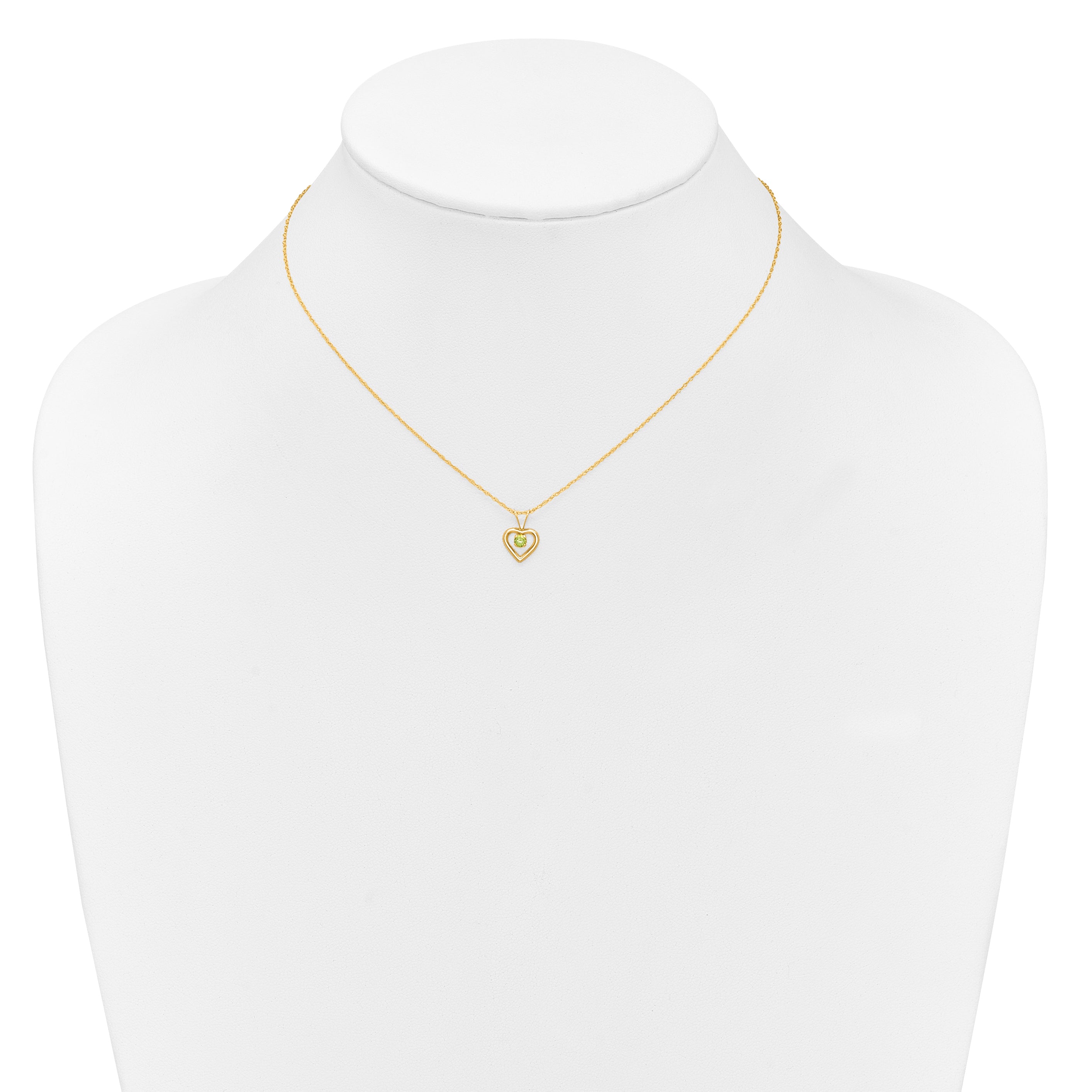 10k Yellow Gold Heart in Heart Birthstone Necklace