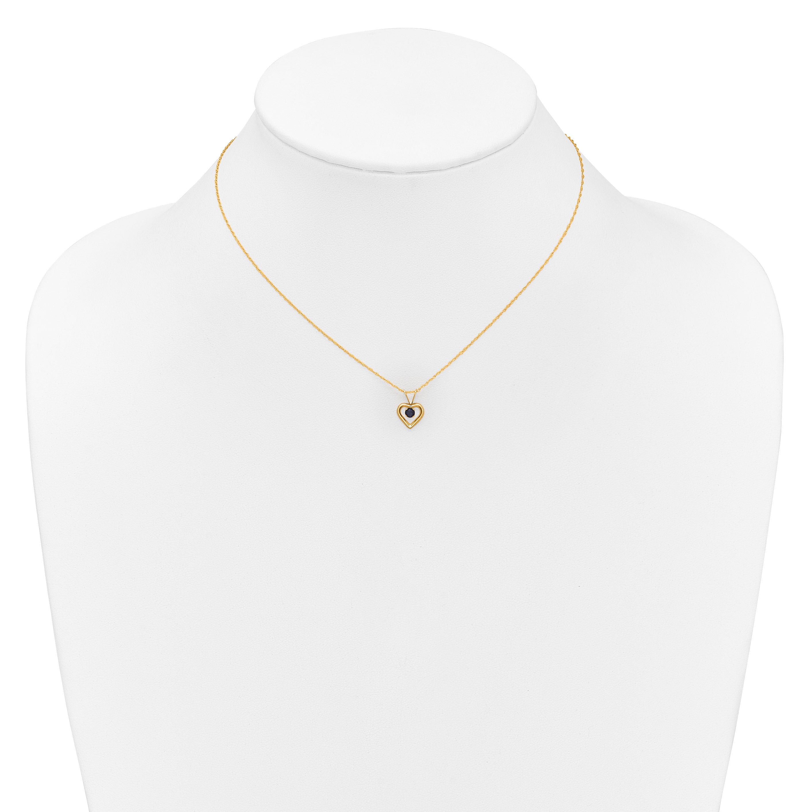 10k Yellow Gold Heart in Heart Birthstone Necklace