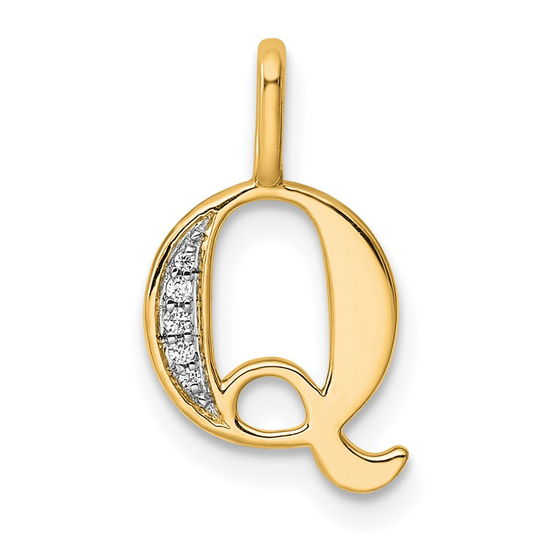 Natural Diamond Initial Letter 14k Gold Pendant Fine Color Jewels