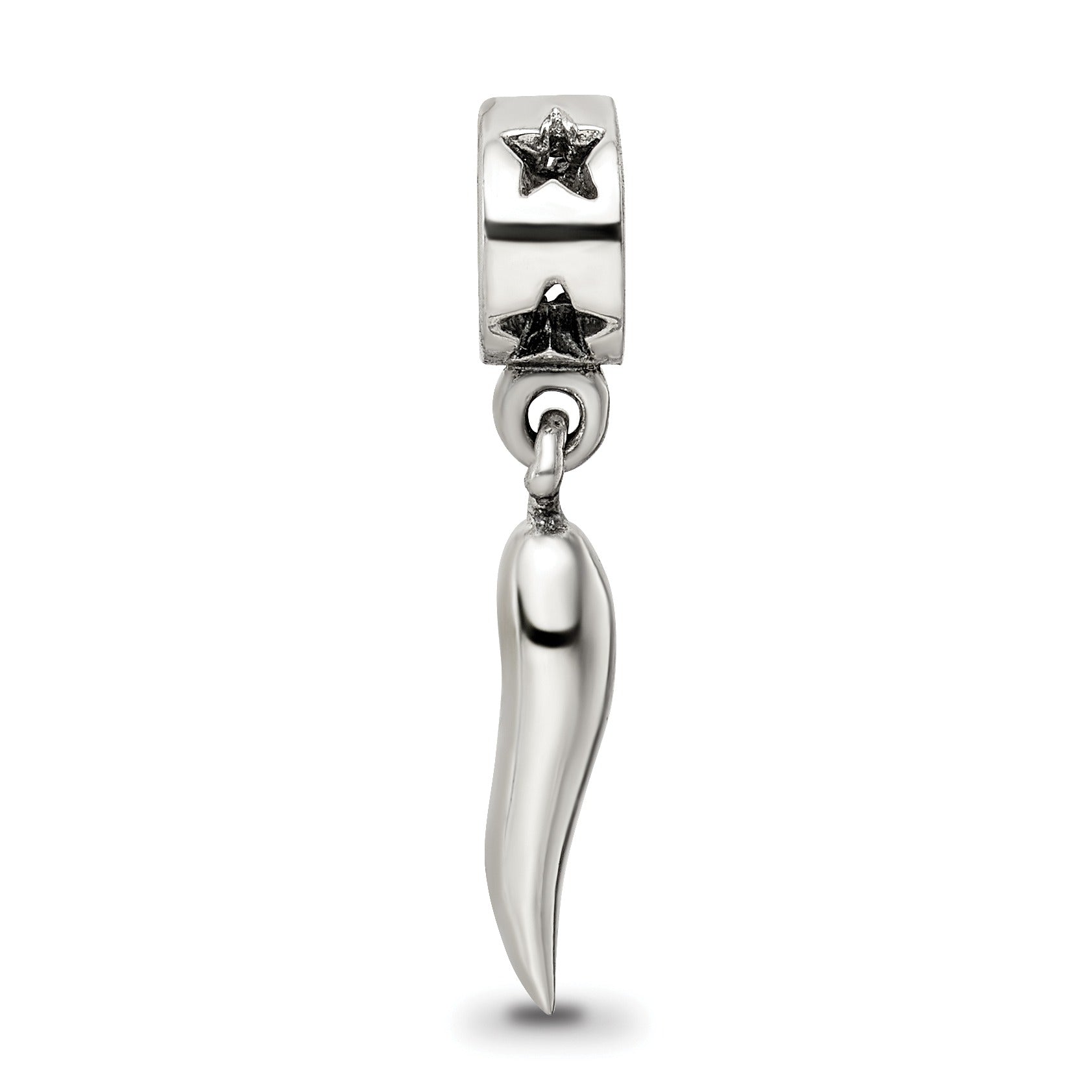 Italian Horn Dangle Pendant Sterling Silver
